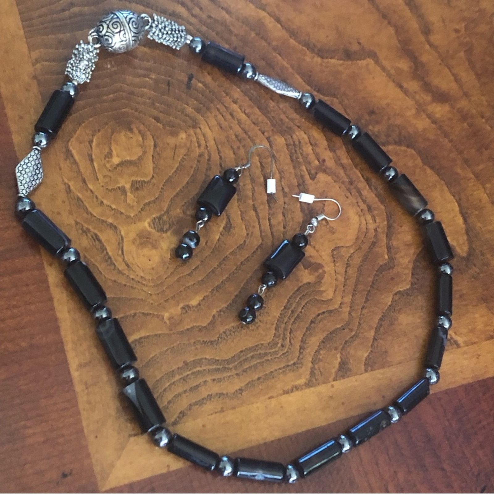 Handmade Handcrafted orca agate necklace and earring set Size ONE SIZE - 12 Thumbnail