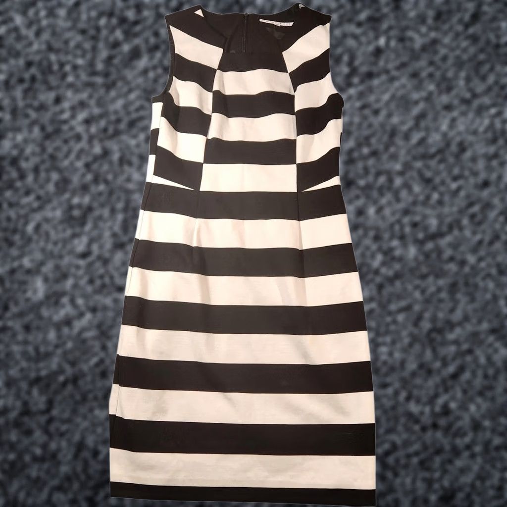 Trina Turk Trina Turk Dress Womens 6 Black White Stripe Sleeveless Knit Sheath Pencil Workwear Size M / US 6-8 / IT 42-44 - 1 Thumbnail