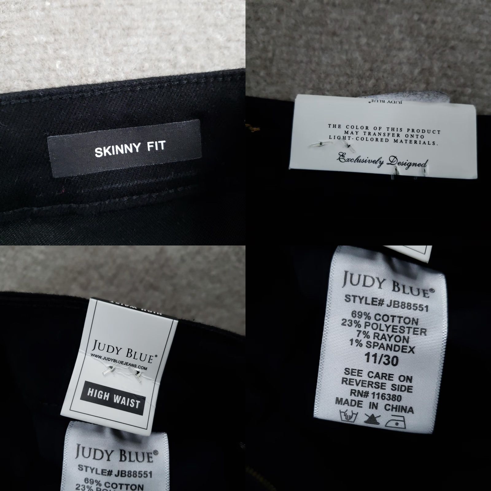 Vintage Judy Blue Jeans Womens 11/30 Black High Rise Skinny Tummy Control Stretch Size 32" / US 10 / IT 46 - 9 Thumbnail