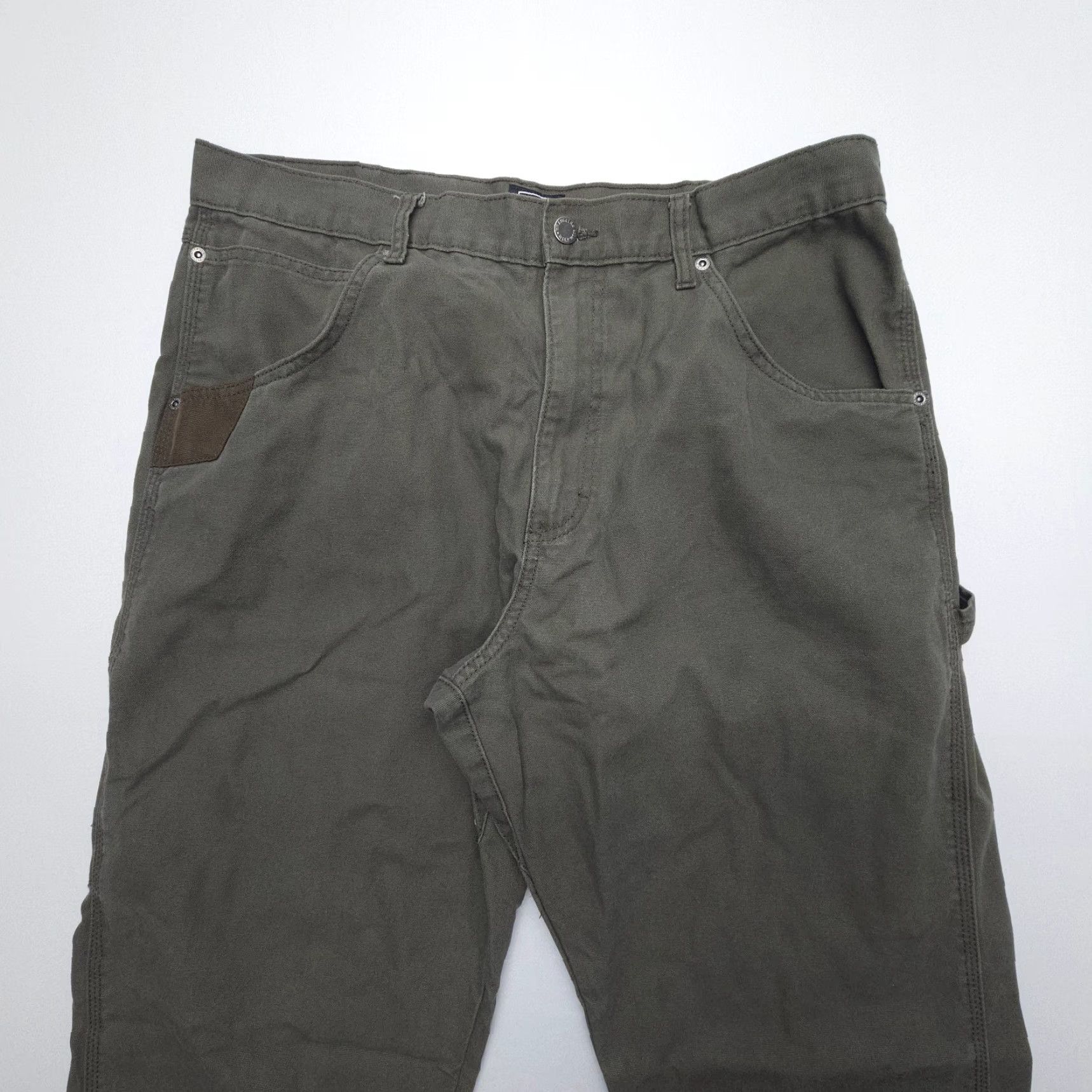 Wrangler Wrangler Pants Mens 36x34 Canvas Carpenter Green Workwear 5-Pocket Denim Style Trousers Regular Straight Size US 36 / EU 52 - 4 Thumbnail