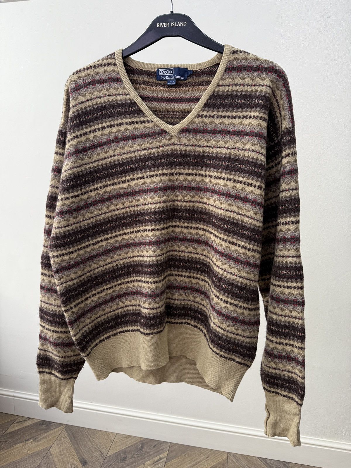 Polo Ralph Lauren Vintage Polo Ralph Lauren Lambswool Nordic V- Neck sweater Size US L / EU 52-54 / 3 - 3 Thumbnail