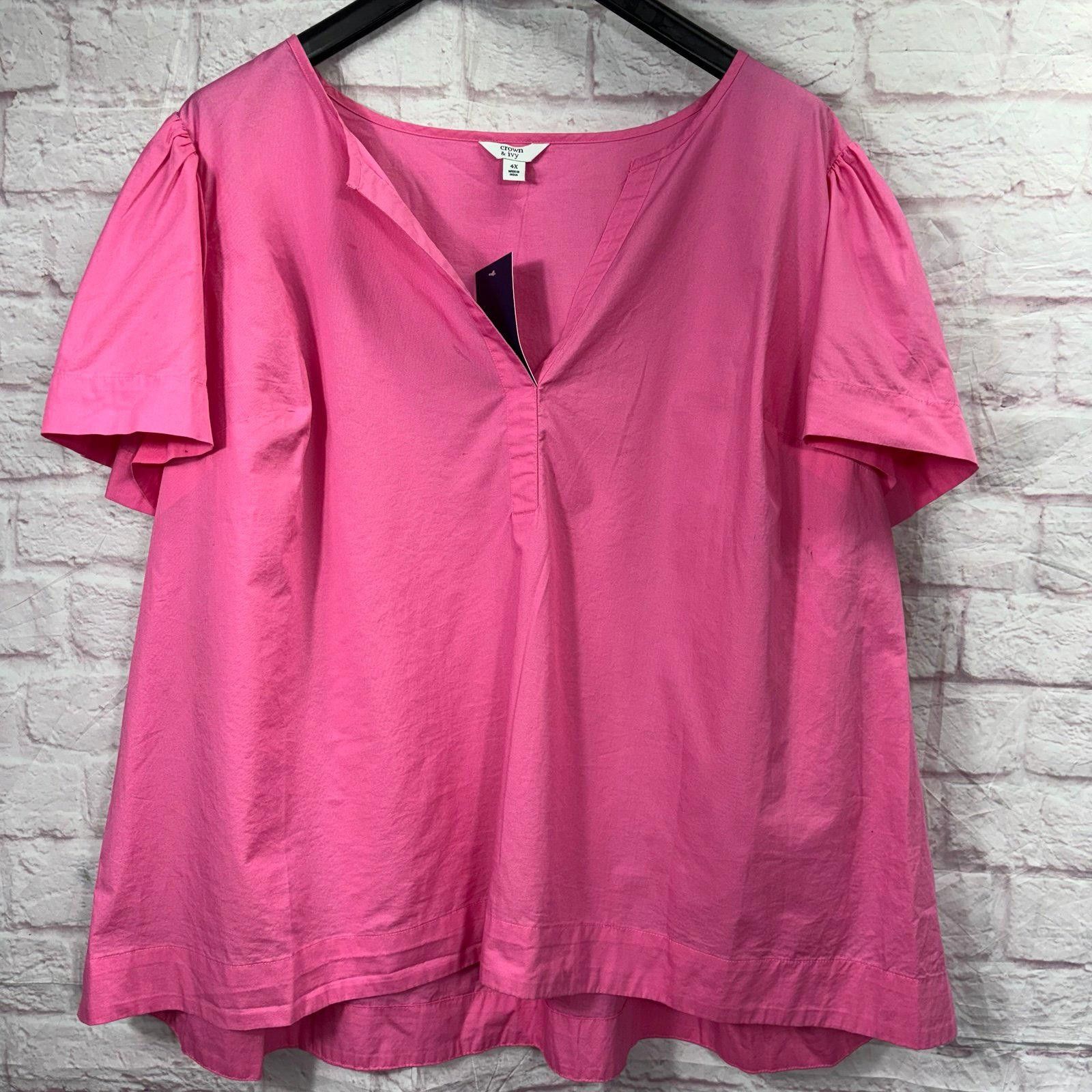 Other Crown & Ivy Women's Pink Blouse - Size 4X NWT Size M / US 6-8 / IT 42-44 - 1 Thumbnail