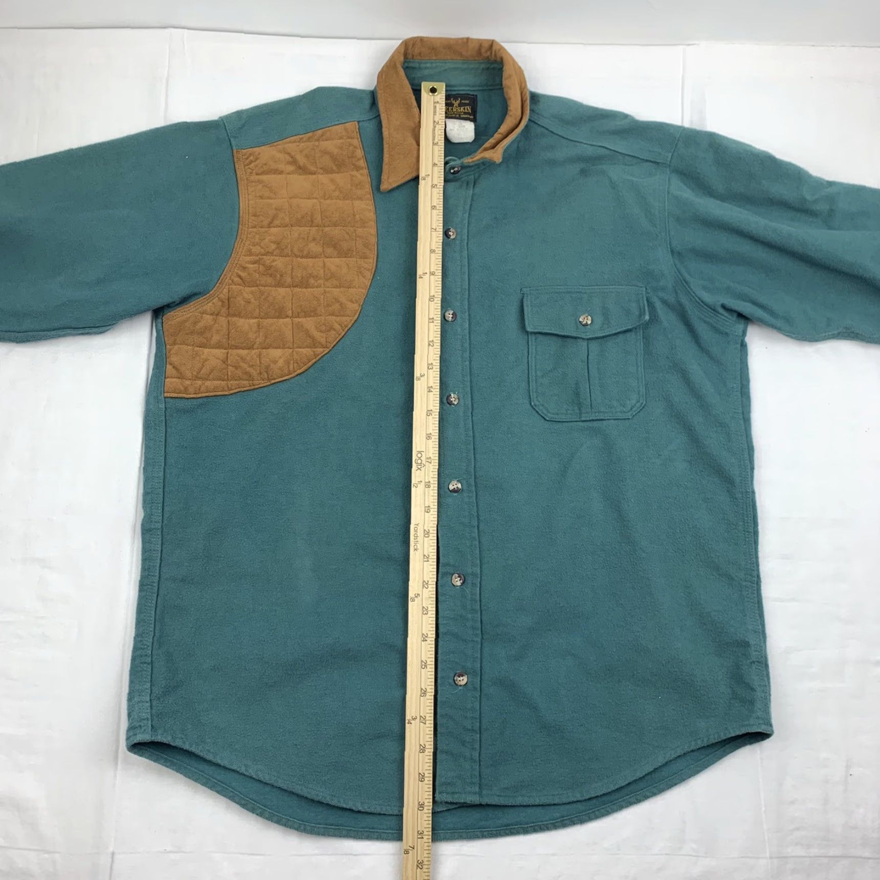 Vintage VINTAGE Deerskin Shirt XL Green Button-Up Flannel Outdoor Hunting 90s Mens Size US XL / EU 56 / 4 - 5 Thumbnail
