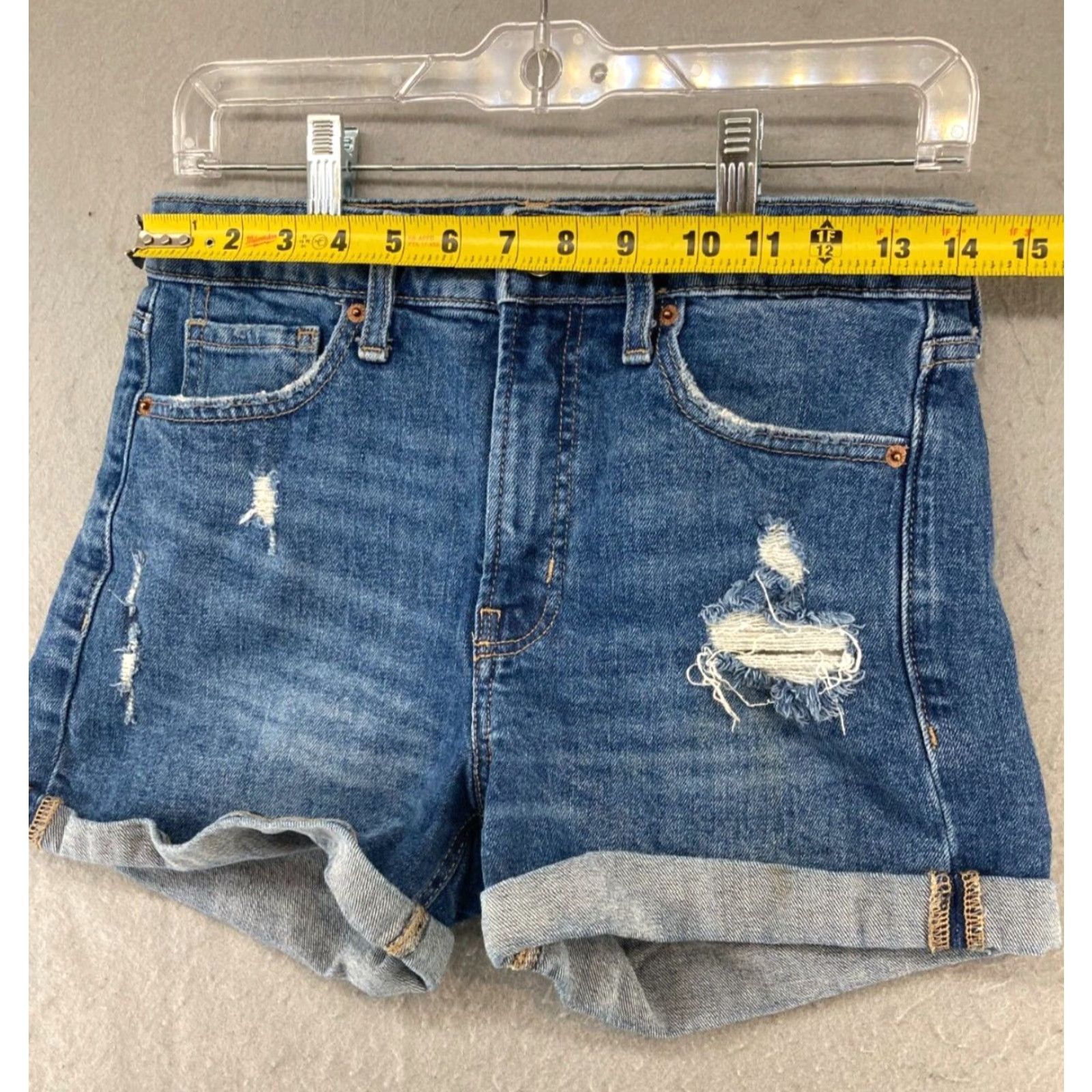 Old Navy Old Navy Women's Denim Shorts 6 Mid Rise Cuffed Distressed Blue 5-Pocket Casual Beach Walking Size 28" / US 6 / IT 42 - 2 Thumbnail