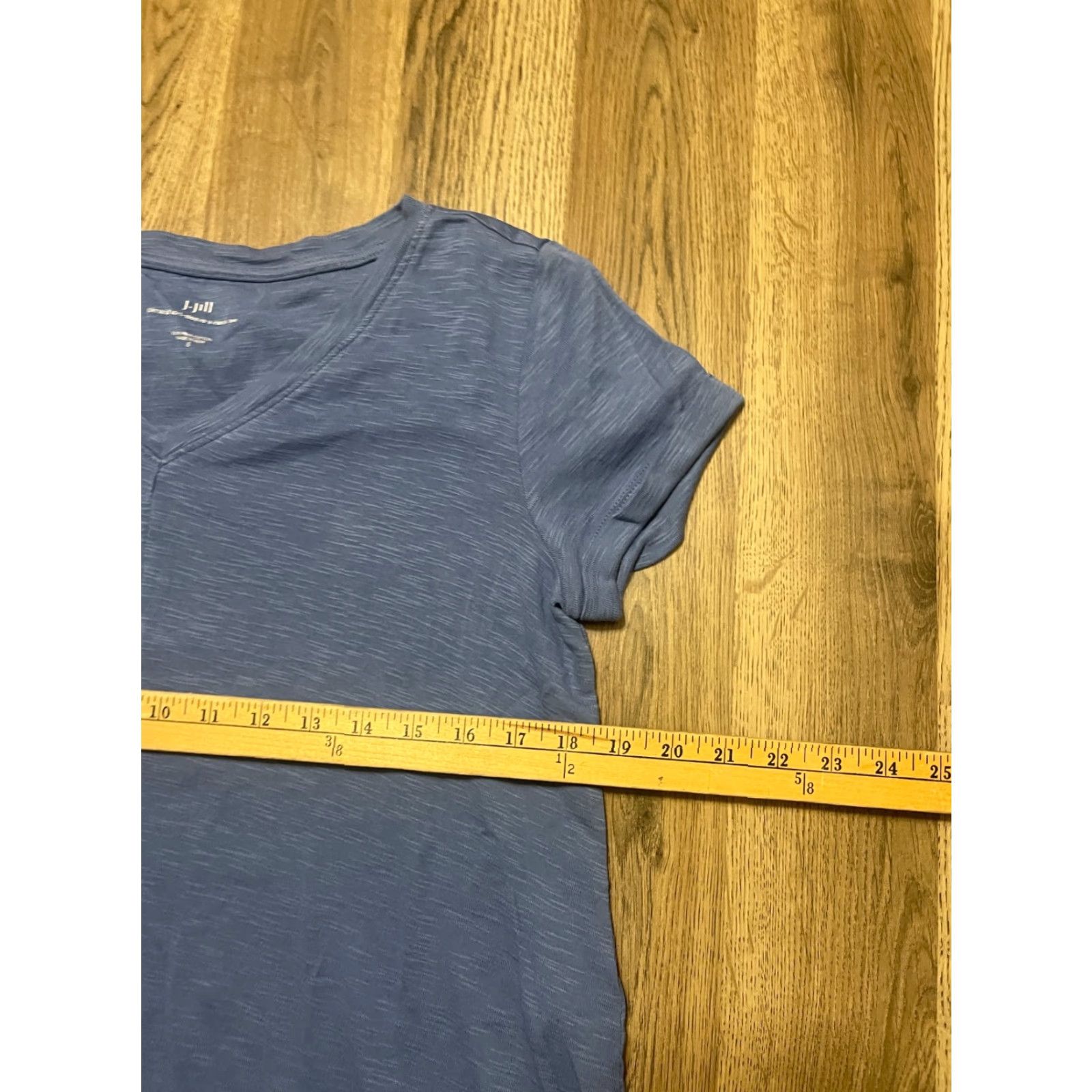 J. Jill J. Jill Shirt Womens Small Blue V-Neck Pima Short Sleeve Tee Shirt Size S / US 4 / IT 40 - 6 Thumbnail