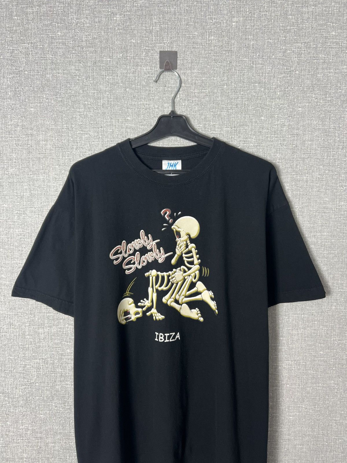 Band Tees × Vintage Ibiza Skeleton Sex “Slowly” Funny Graphic Print Tee Pornstar Size US XL / EU 56 / 4 - 2 Thumbnail