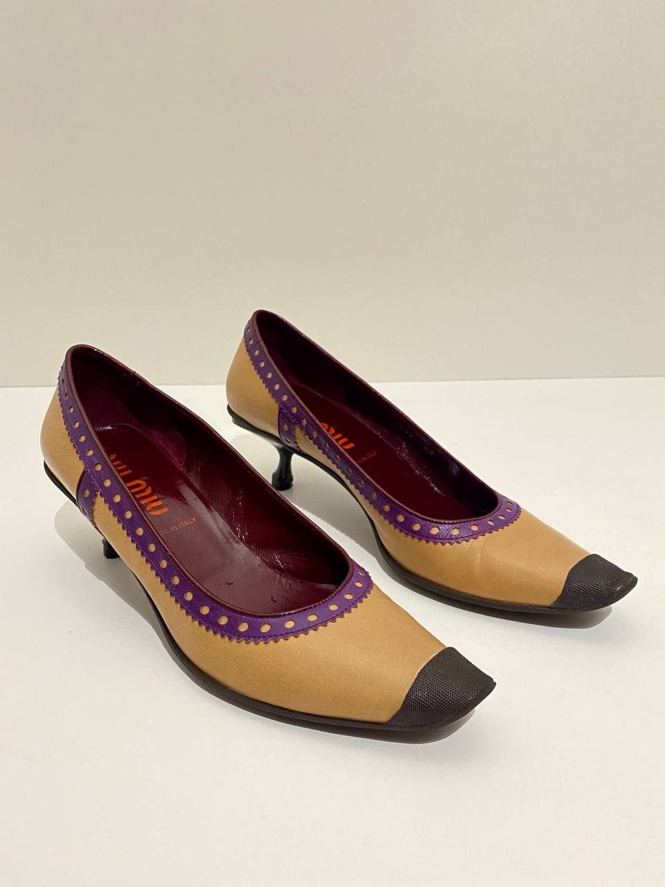 Miu Miu Mary Jane Leather Kitten Heels Shoes Vintage Y2K, Women's (Size 10)