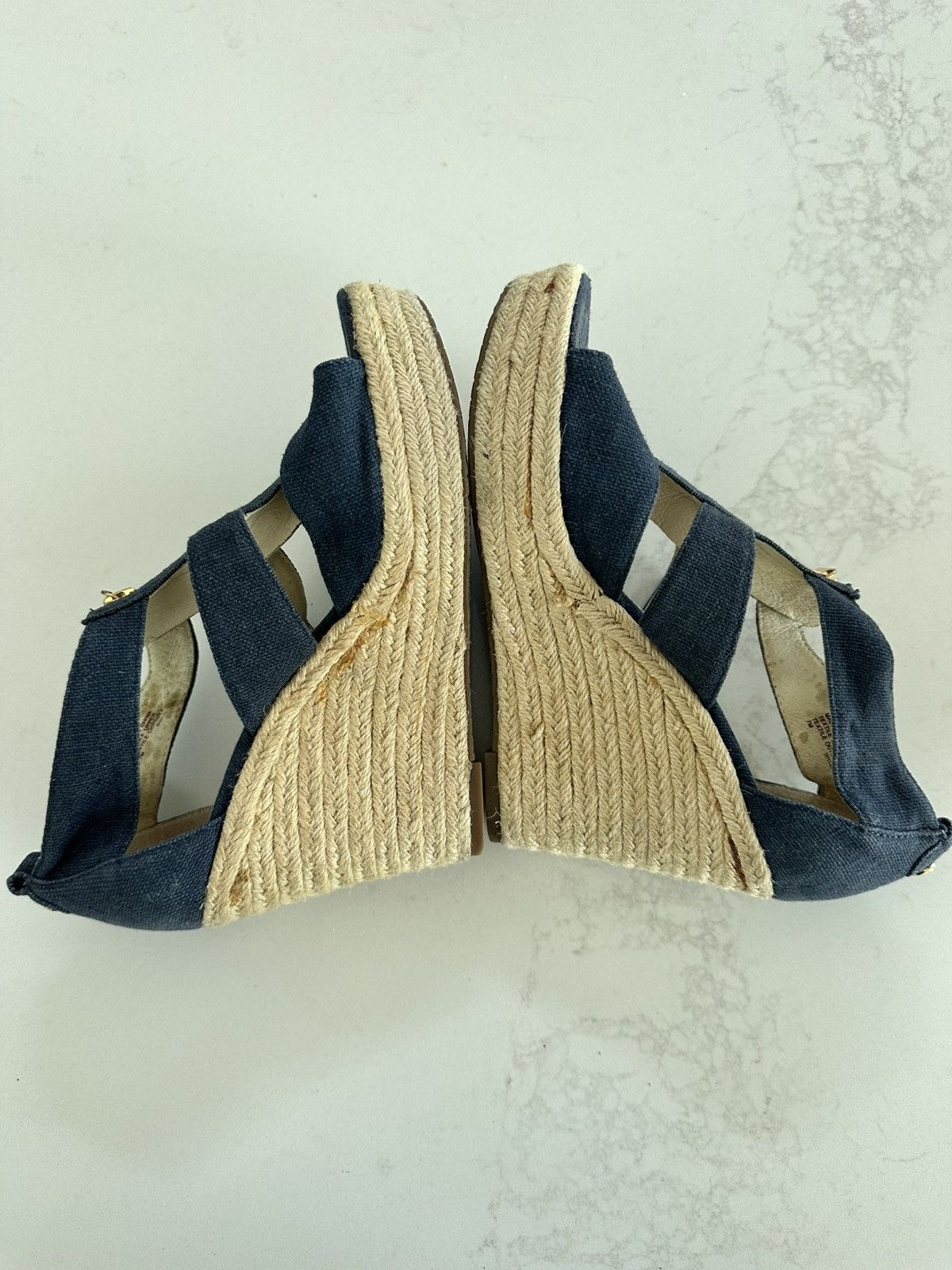 Michael Kors Michael Kors Berkley Navy Wedge Platform Espadrille Zipper Size US 7 / IT 37 - 4 Thumbnail