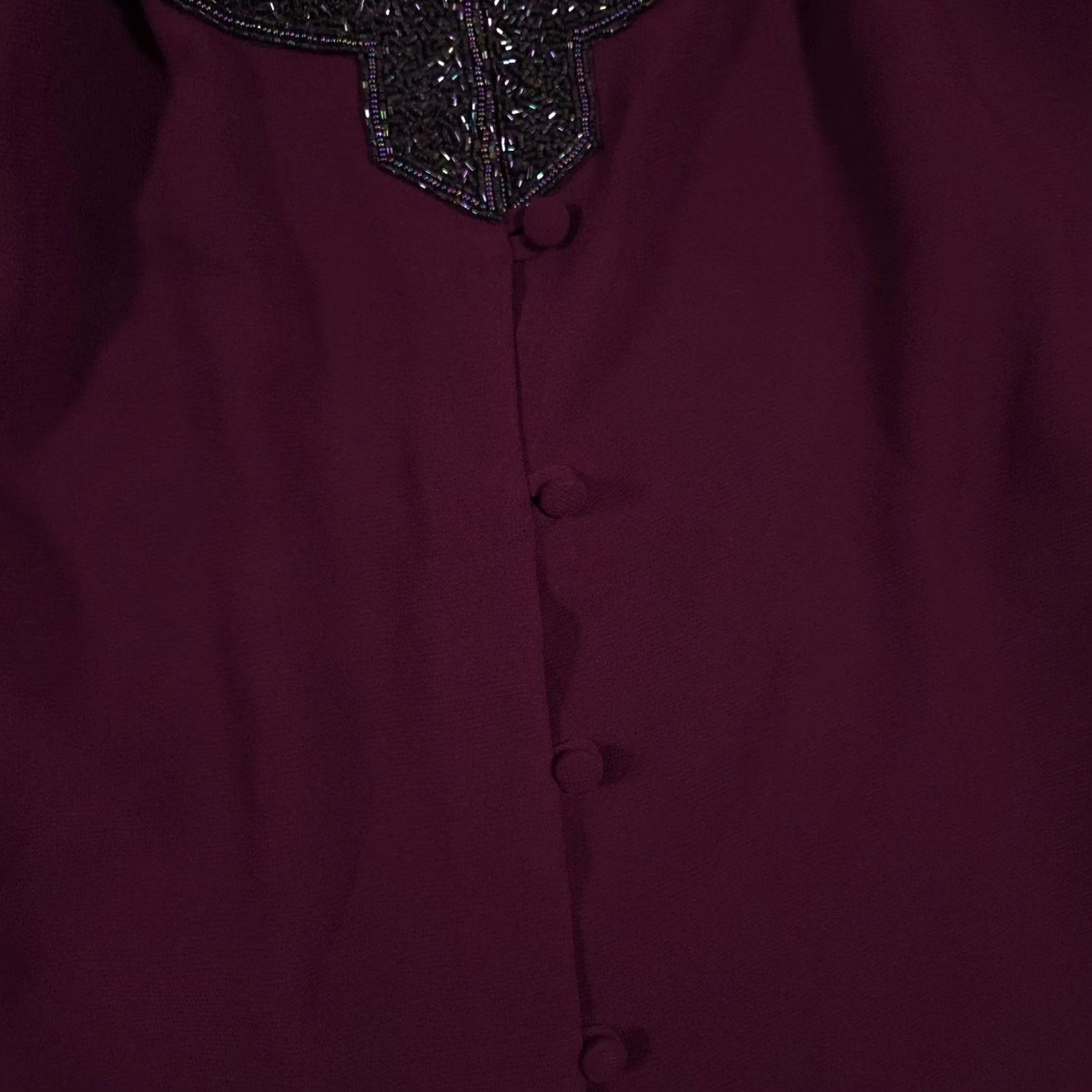 Vintage VINTAGE Julian Wilder Shirt Womens 22 Purple Beaded Collar Long Sleeve Button Up Elegant Blouse - Ladies Formal Party Cocktail Shirt Size 3XL / US 20-22 - 5 Thumbnail