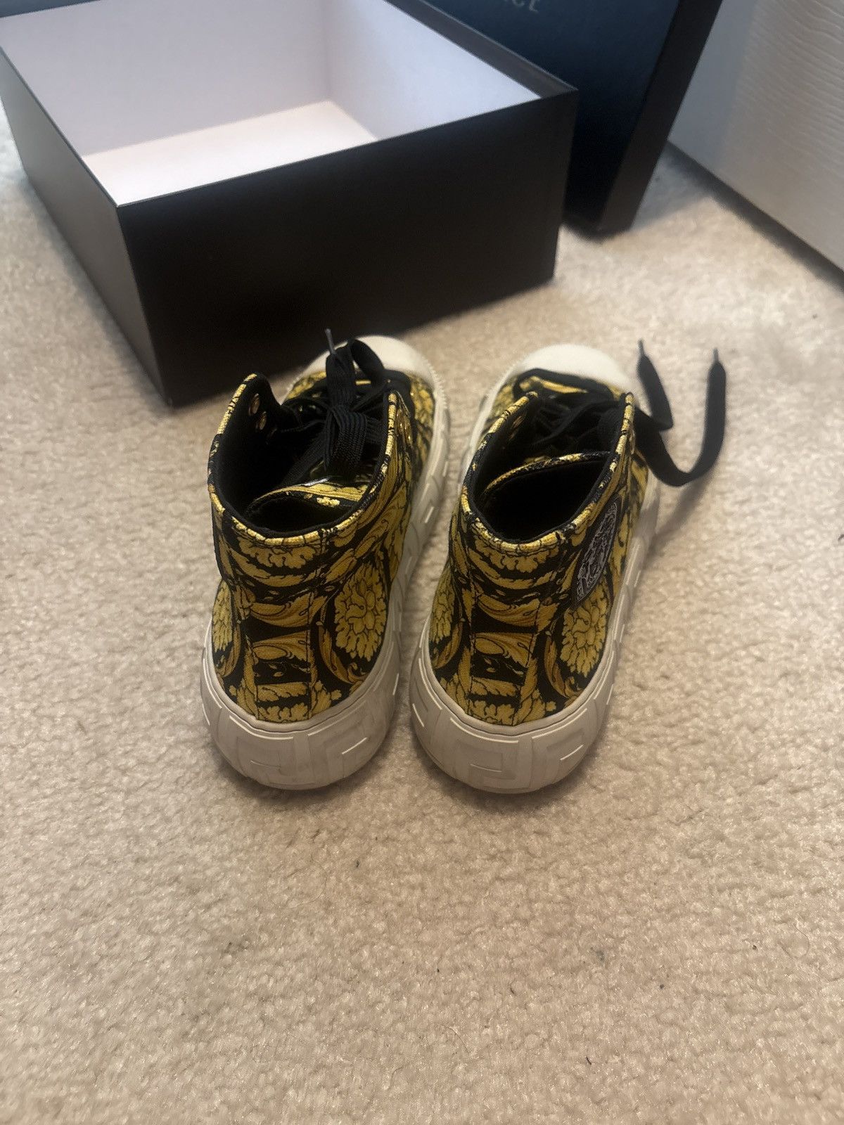 Versace Hightop black , gold , and yellow shoes Size US 7 / IT 37 - 3 Thumbnail