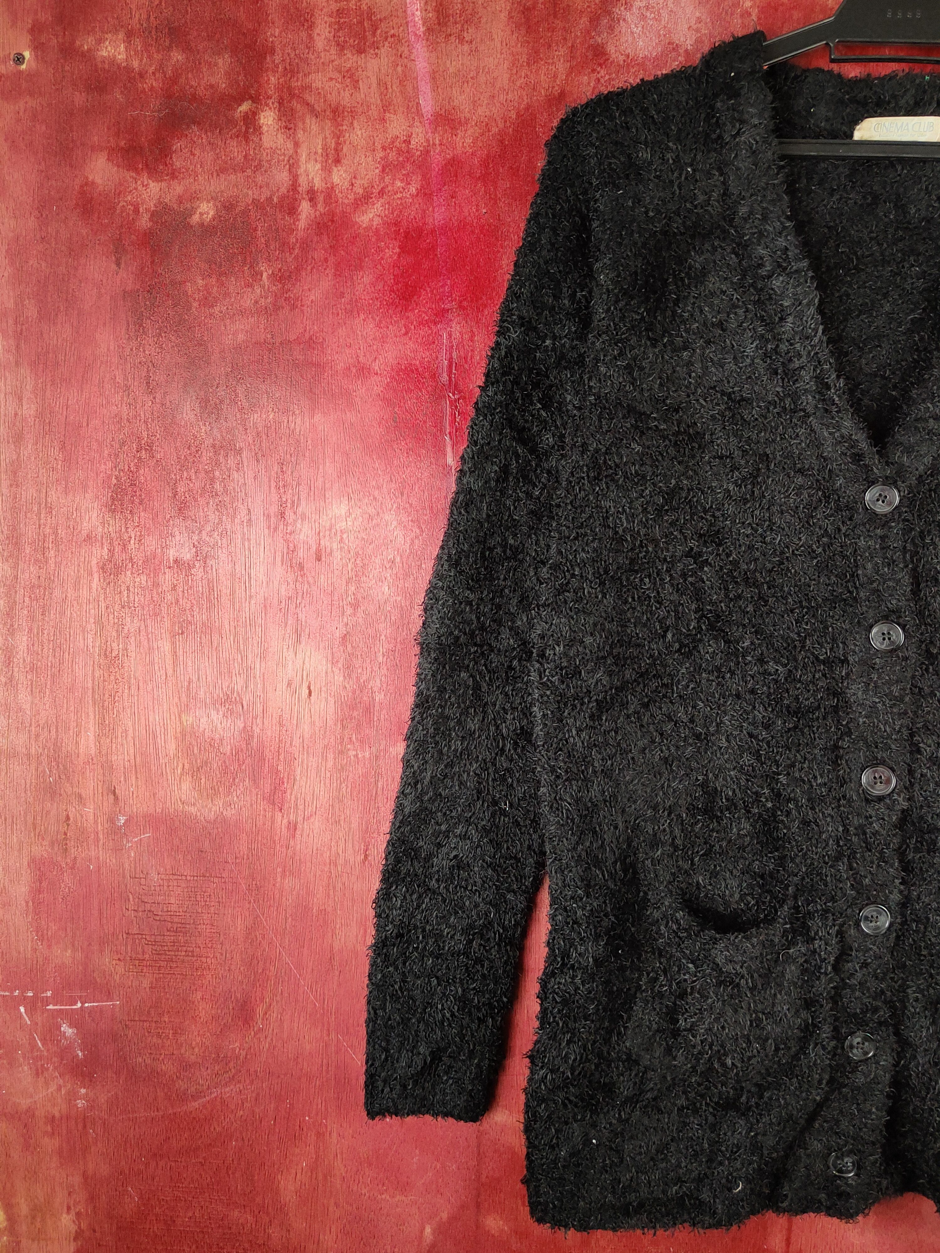 Homespun Knitwear Cinema Club Black Fur Mohair Knitwear Cardigan #S2179 Size US L / EU 52-54 / 3 - 3 Thumbnail