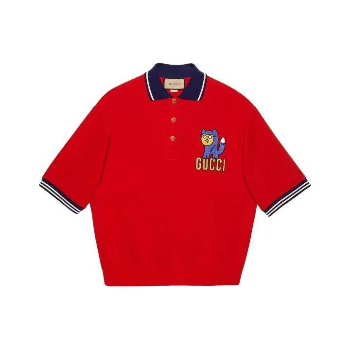 Gucci Gucci Gucci Red Cartoon Graphic Short Sleeve Polo -2506 Size US S / EU 44-46 / 1 - 1 Thumbnail