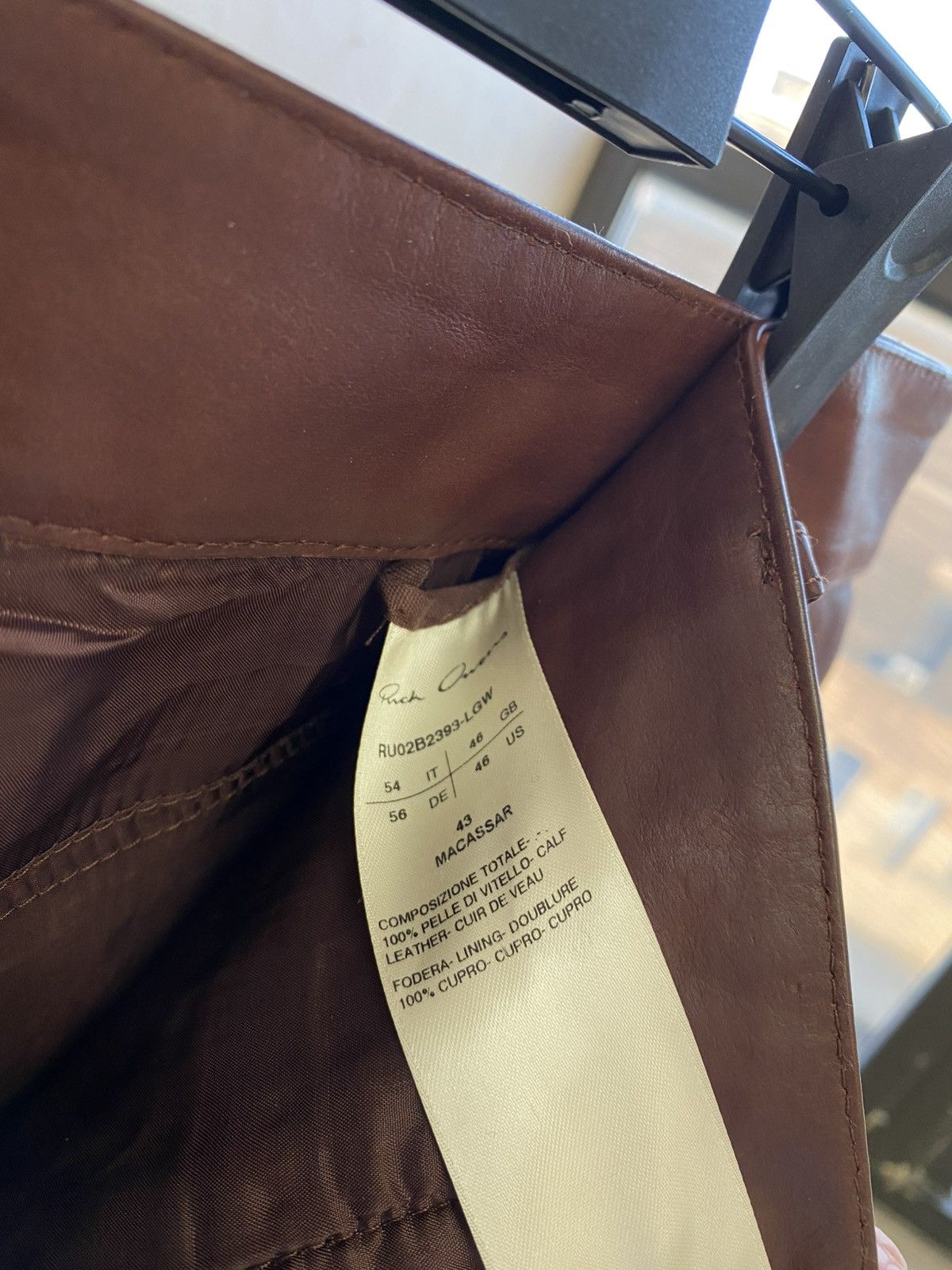 Rick Owens AW22 TYRONE LEATHER PANTS MACASSAR BROWN BIKER SKINNY SLIM Size US 35 - 6 Thumbnail