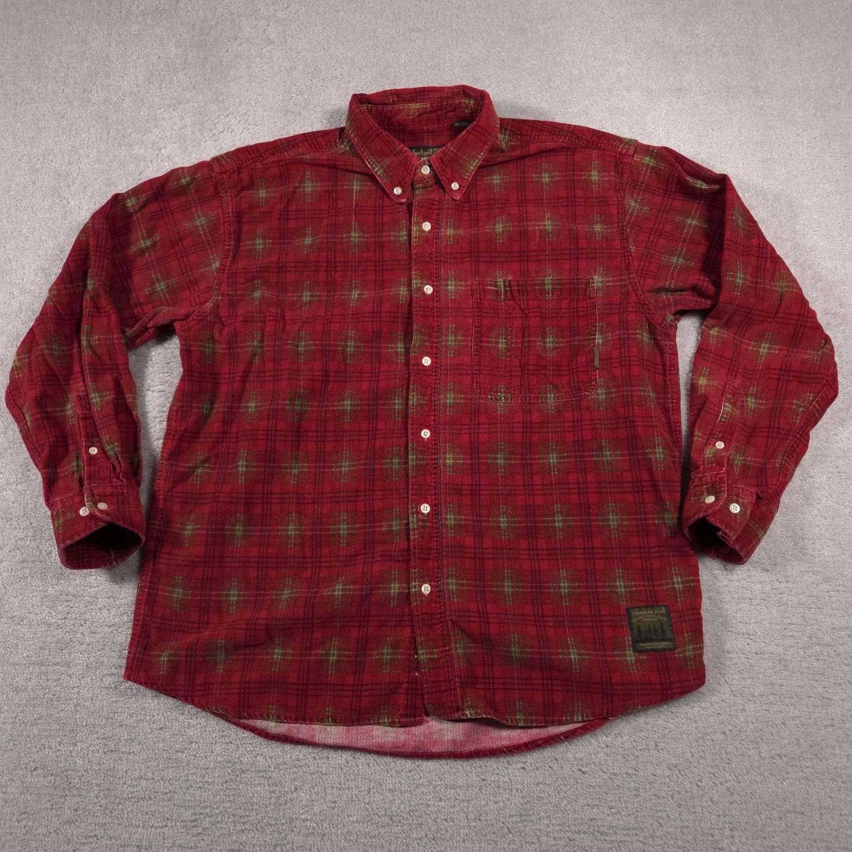 Timberland VINTAGE Timberland Shirt Mens Large Red Plaid Corduroy Button-Down 90s Weathergear Moderate Wear Mens Size US L / EU 52-54 / 3 - 2 Thumbnail