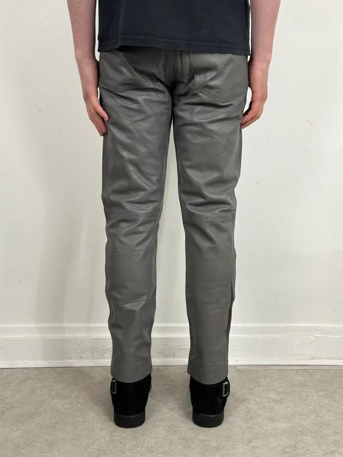 Vintage 1990s Giorgio Armani Grey Leather Pants Size US 39 - 4 Thumbnail
