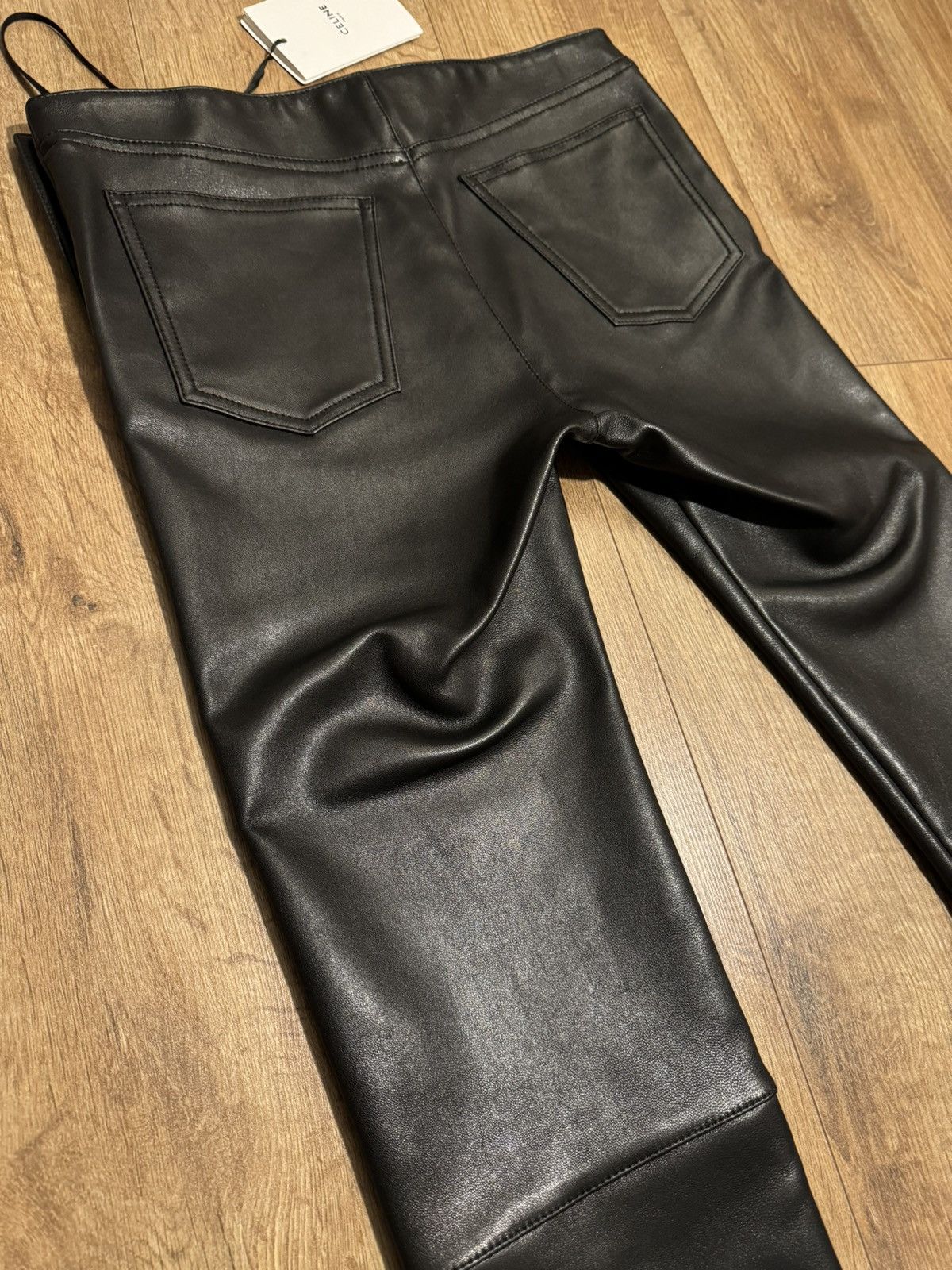 Celine Celine black leather pants, 8 Triomphe gold buttons, size M Size 27" / US 4 / IT 40 - 10 Thumbnail