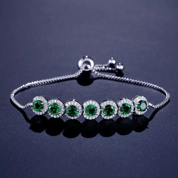 Other 925 Sterling Silver Plated Round CZ Bracelet (GR) Size ONE SIZE - 1 Thumbnail