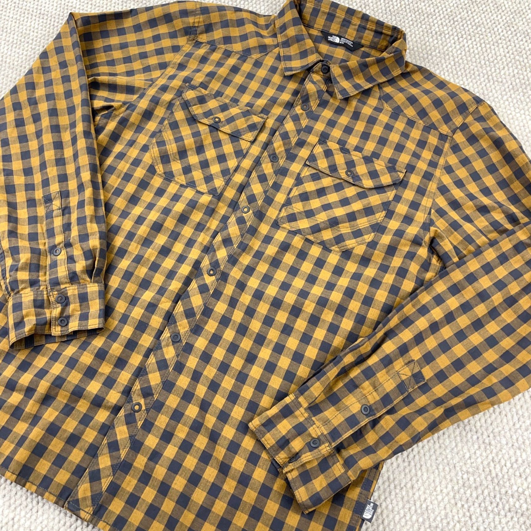 The North Face The North Face Shirt Men Medium Orange Gray Plaid Snap Button Up Hiking Camp Size US M / EU 48-50 / 2 - 6 Thumbnail