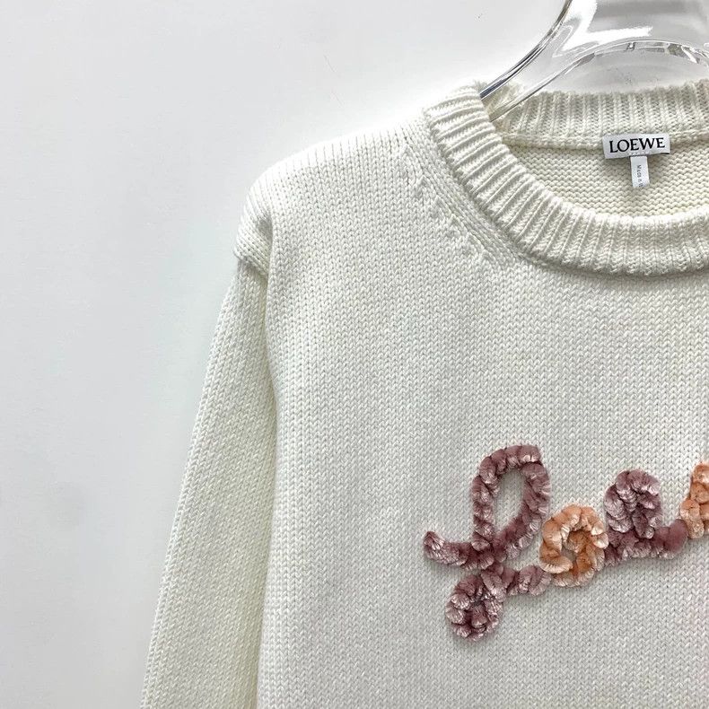 Loewe Loewe White logo lettered embossed cotton round neck long Size XS / US 0-2 / IT 36-38 - 3 Thumbnail