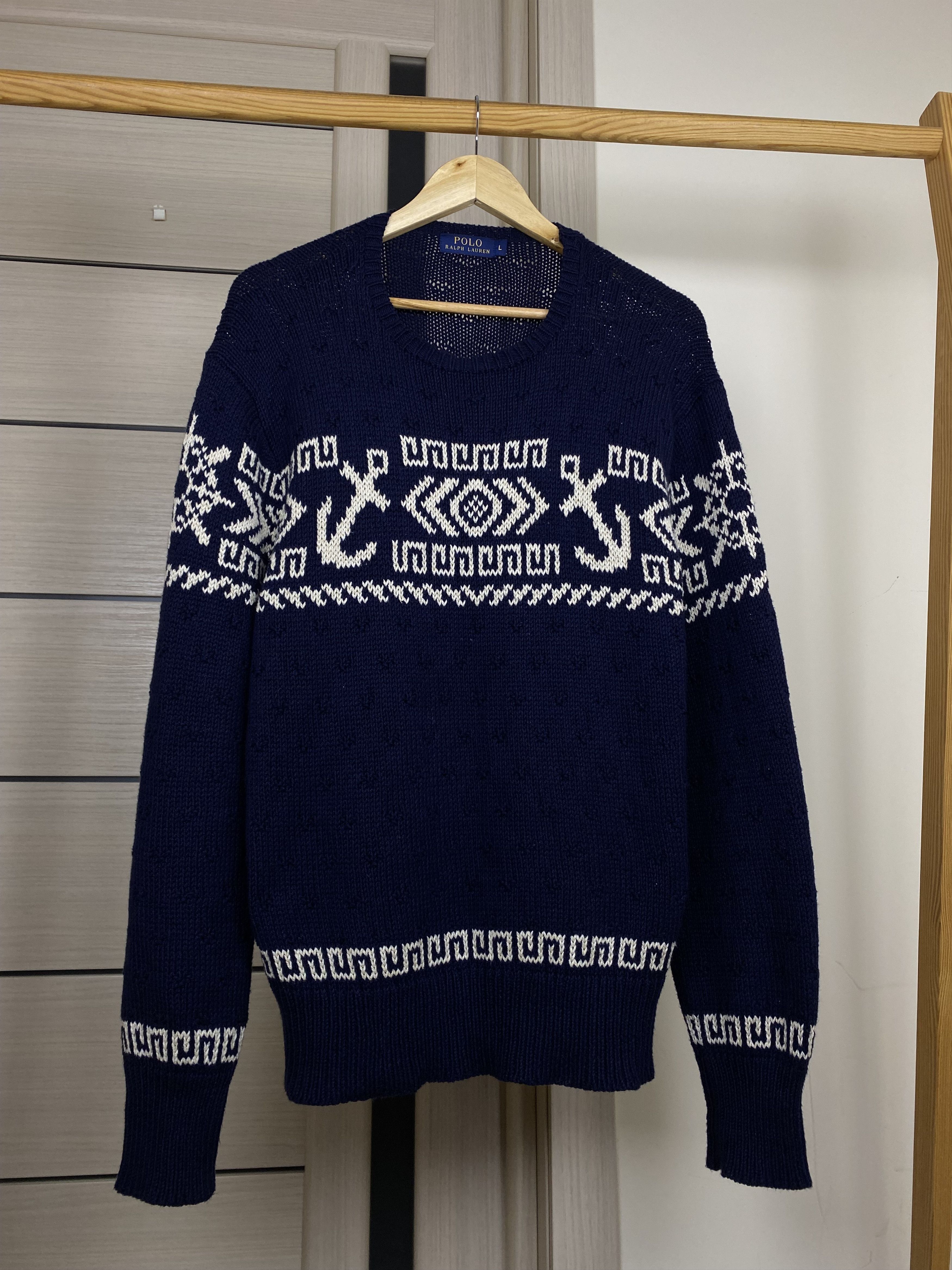 Polo Ralph Lauren Polo Ralph Lauren Anchor Shawl Knit Sweater Marine Size US L / EU 52-54 / 3 - 4 Thumbnail