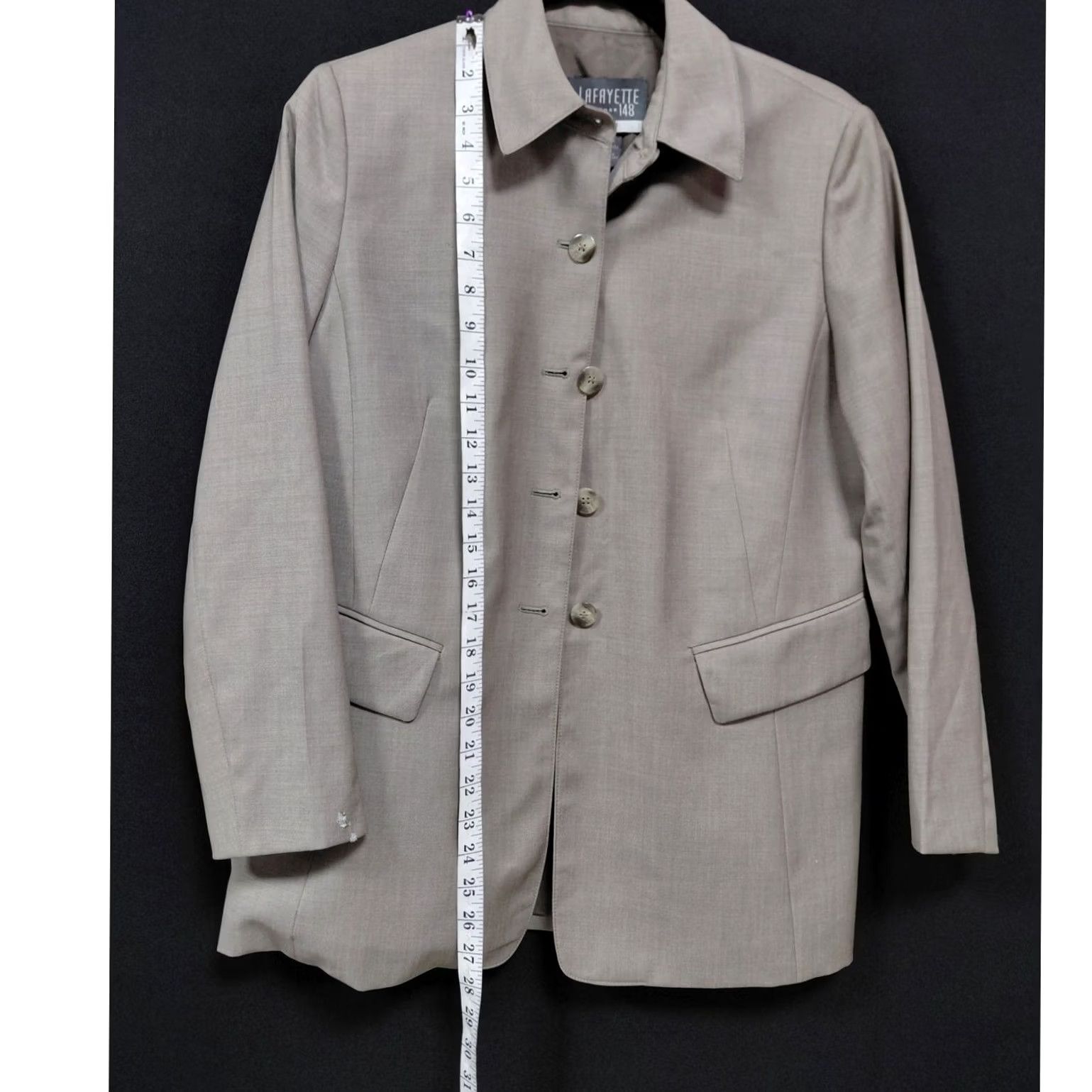 Vintage Lafayette 148 New York Petite Jacket Beige Solid Long Sleeve Women Size 6 Size M / US 6-8 / IT 42-44 - 6 Thumbnail