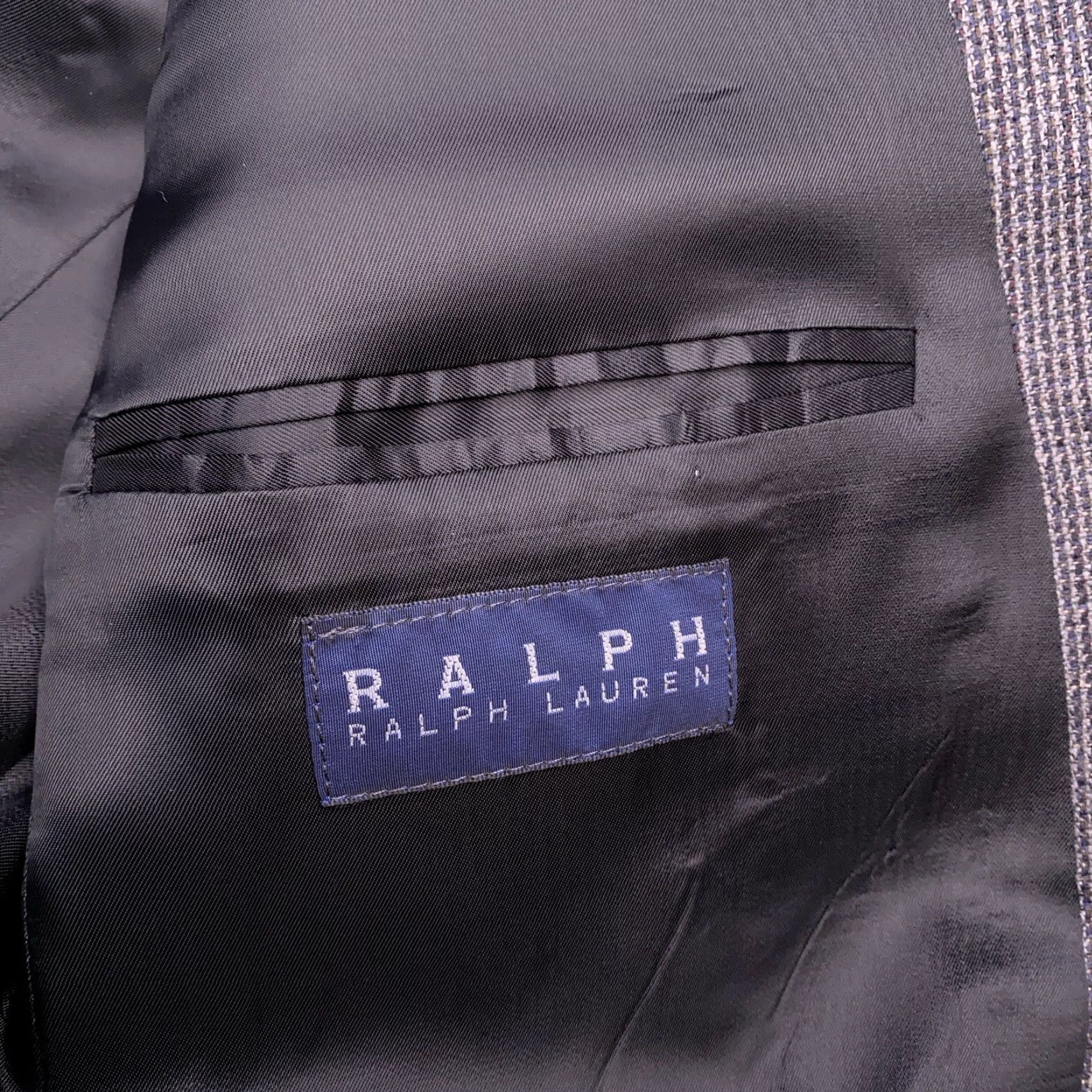 Ralph Lauren VINTAGE Ralph Lauren Sport Coat Blazer Wool Blue 46R Men Single-Breasted Notch Lapel 2-Button Plaid Dress Coat Jacket Size 46R - 5 Thumbnail