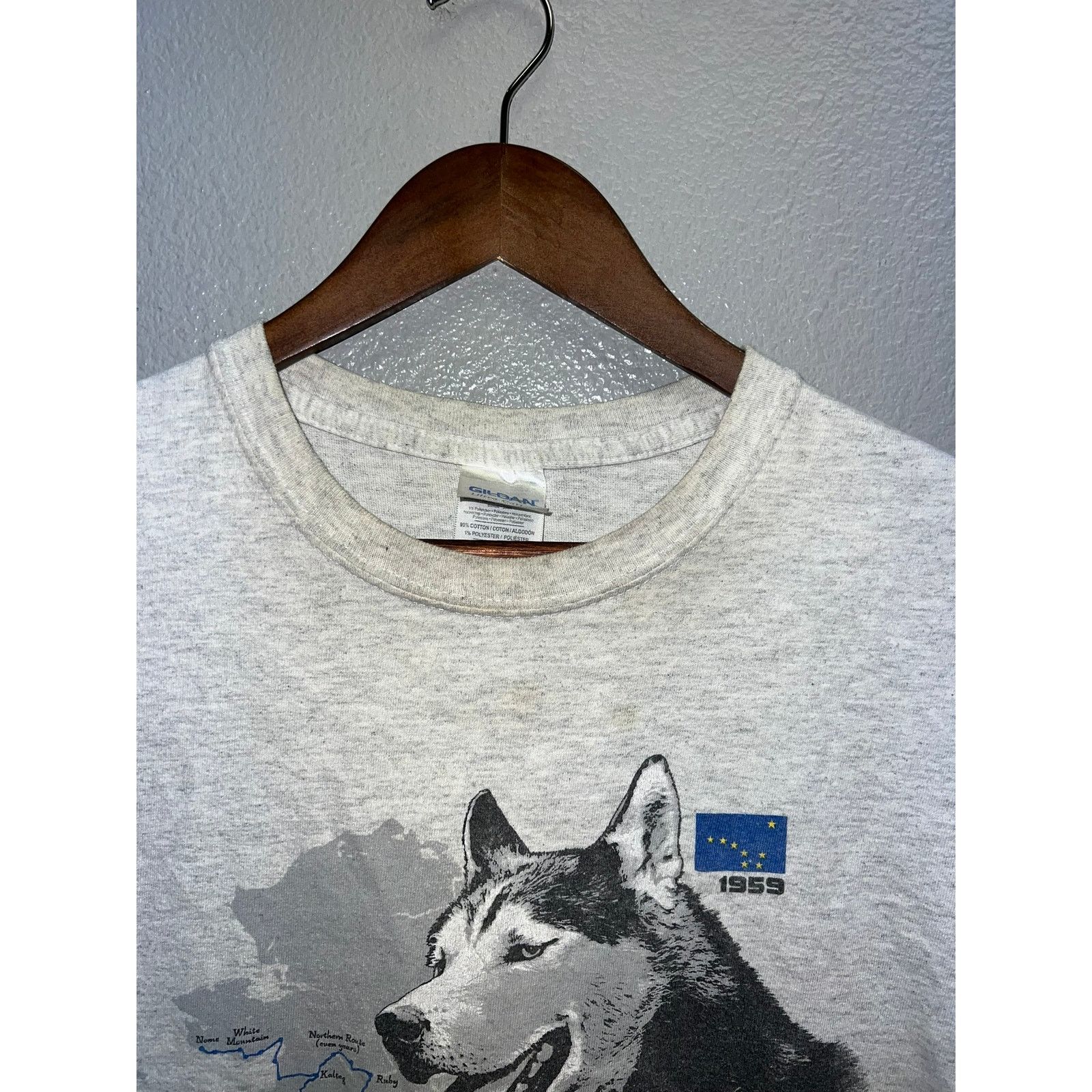 Gildan Vintage Alaska Iditarod Shirt Dog Racing Race Gray Tee 2XL Size US XXL / EU 58 / 5 - 6 Thumbnail