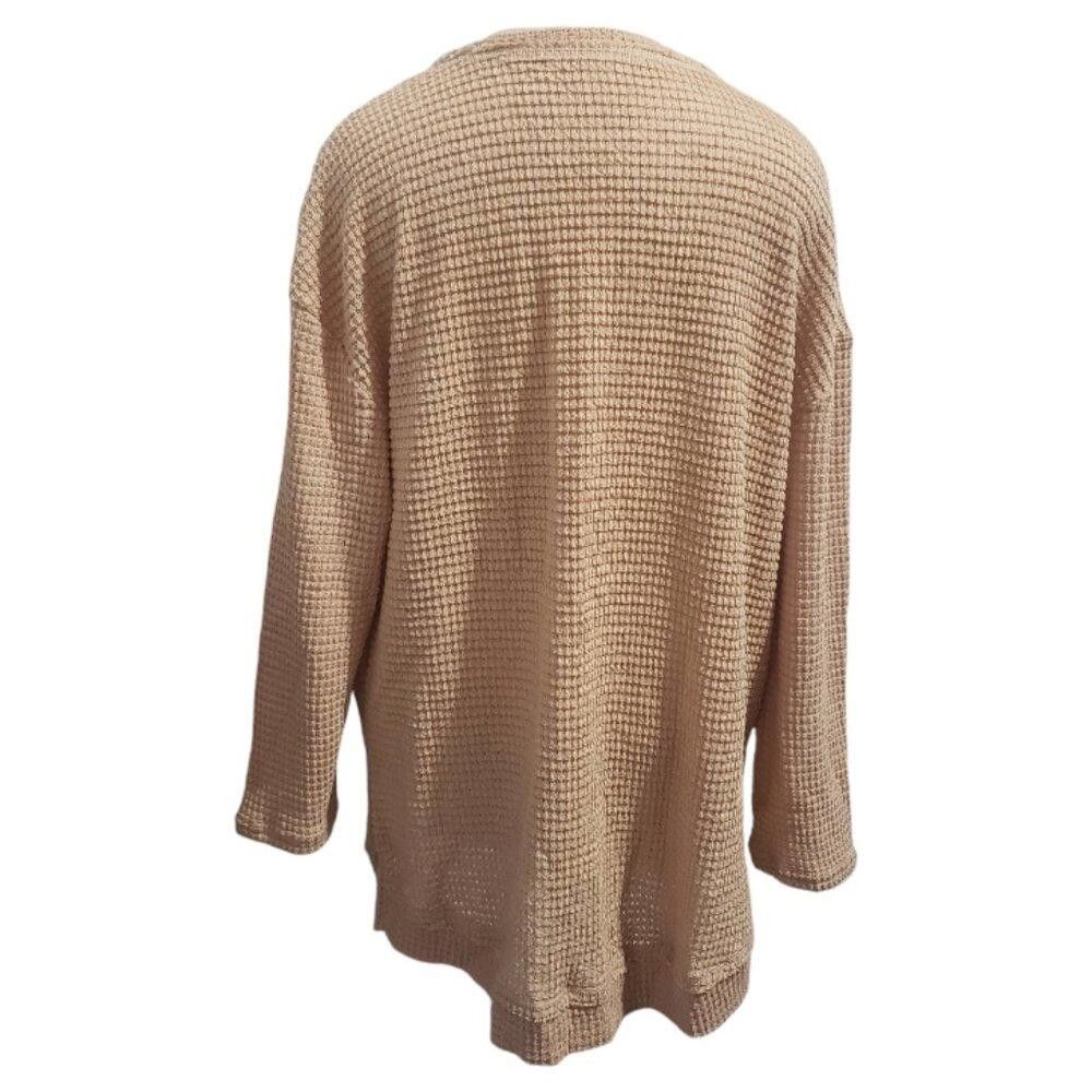Designer CT1942 Tan Ladies Waffle Pattern Long Sleeve Blouse S Size S / US 4 / IT 40 - 4 Thumbnail