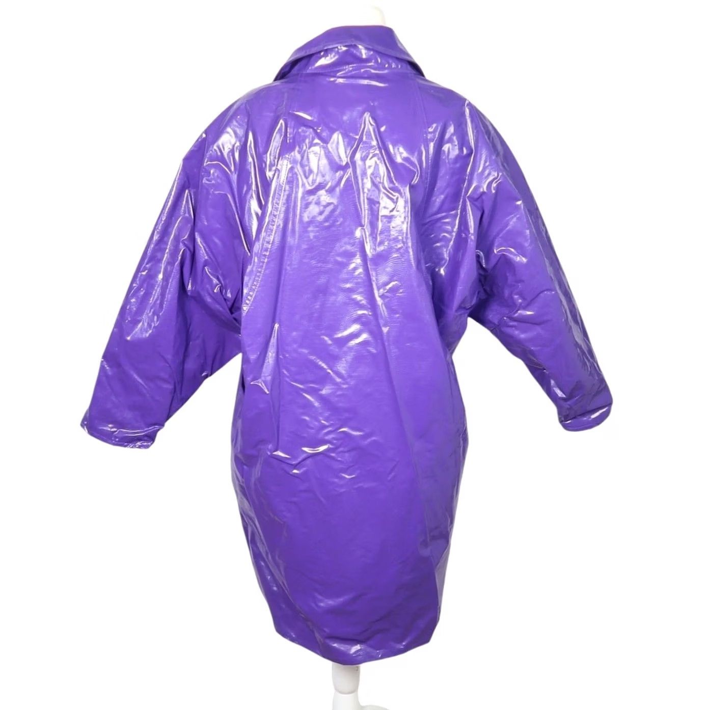 Vintage VINTAGE Kenn Sport Wippette Coat Jacket Purple Vinyl Mid-Length Women's S 80s Overcoat Fall Winter Spring Size S / US 4 / IT 40 - 4 Thumbnail