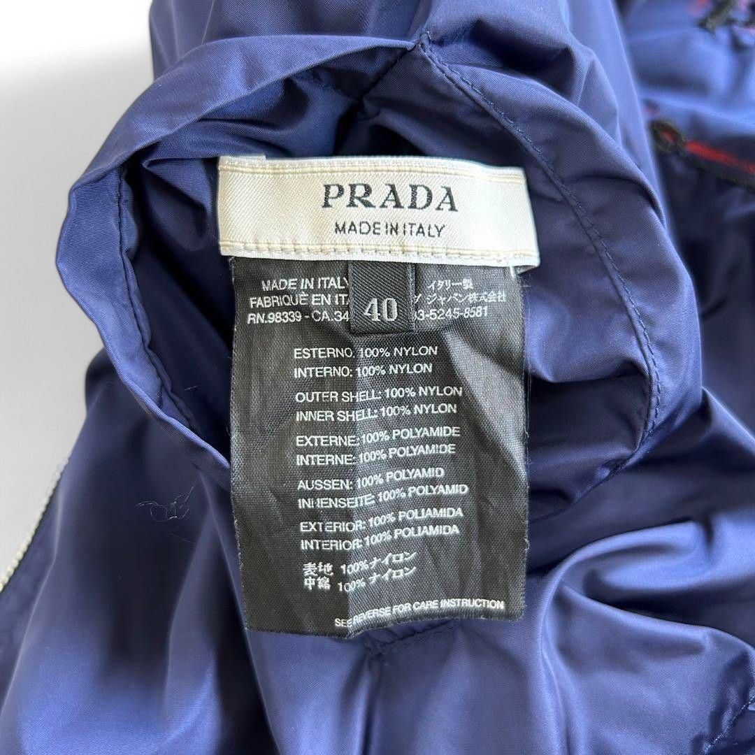 Prada Prada - L Nylon Navy Black Embroidered Light Jacket Size US M / EU 48-50 / 2 - 5 Thumbnail