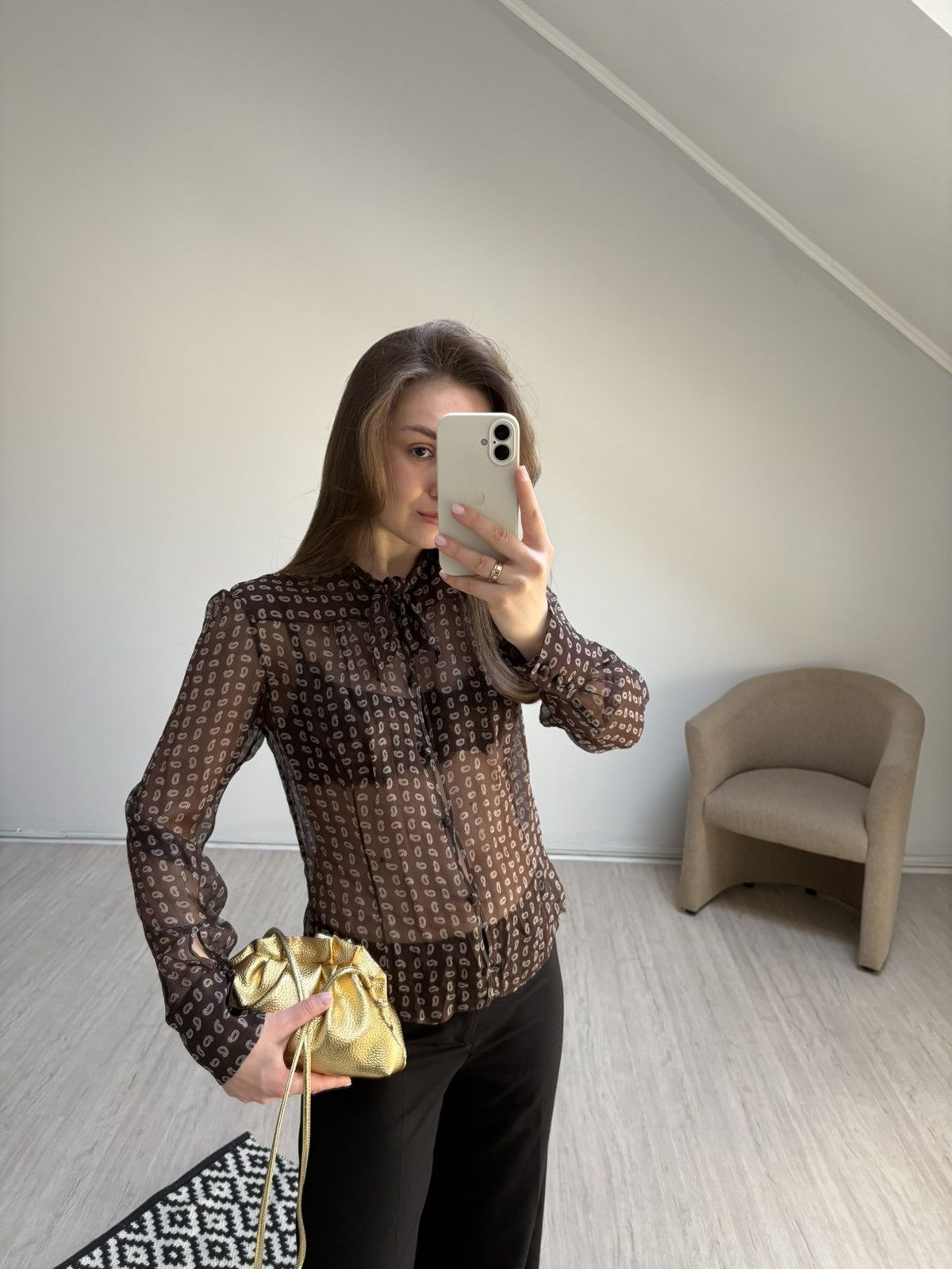 Prada Prada Paisley Print Silk Chiffon Sheer Blouse Brown Size 44 Size S / US 4 / IT 40 - 4 Thumbnail