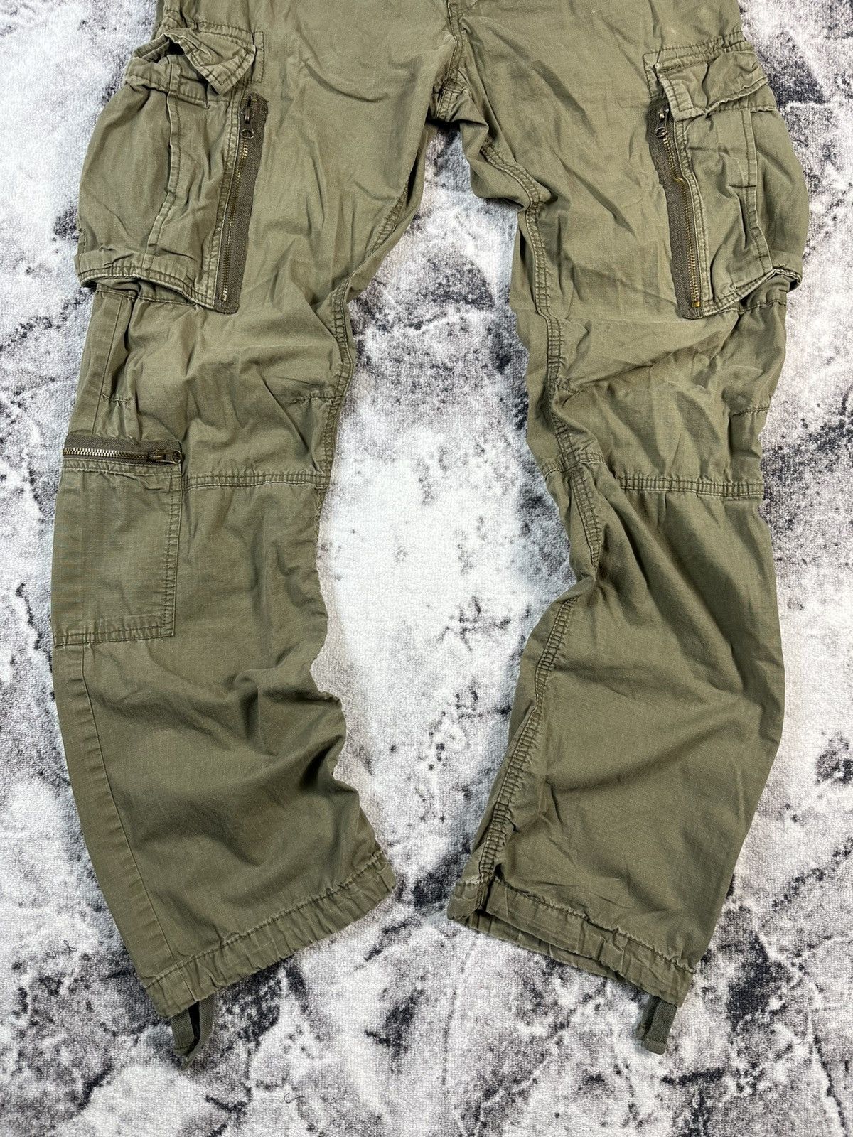 Vintage Olive Cargo Pants Multi Pocket Military Style Wide Size US 34 / EU 50 - 2 Thumbnail