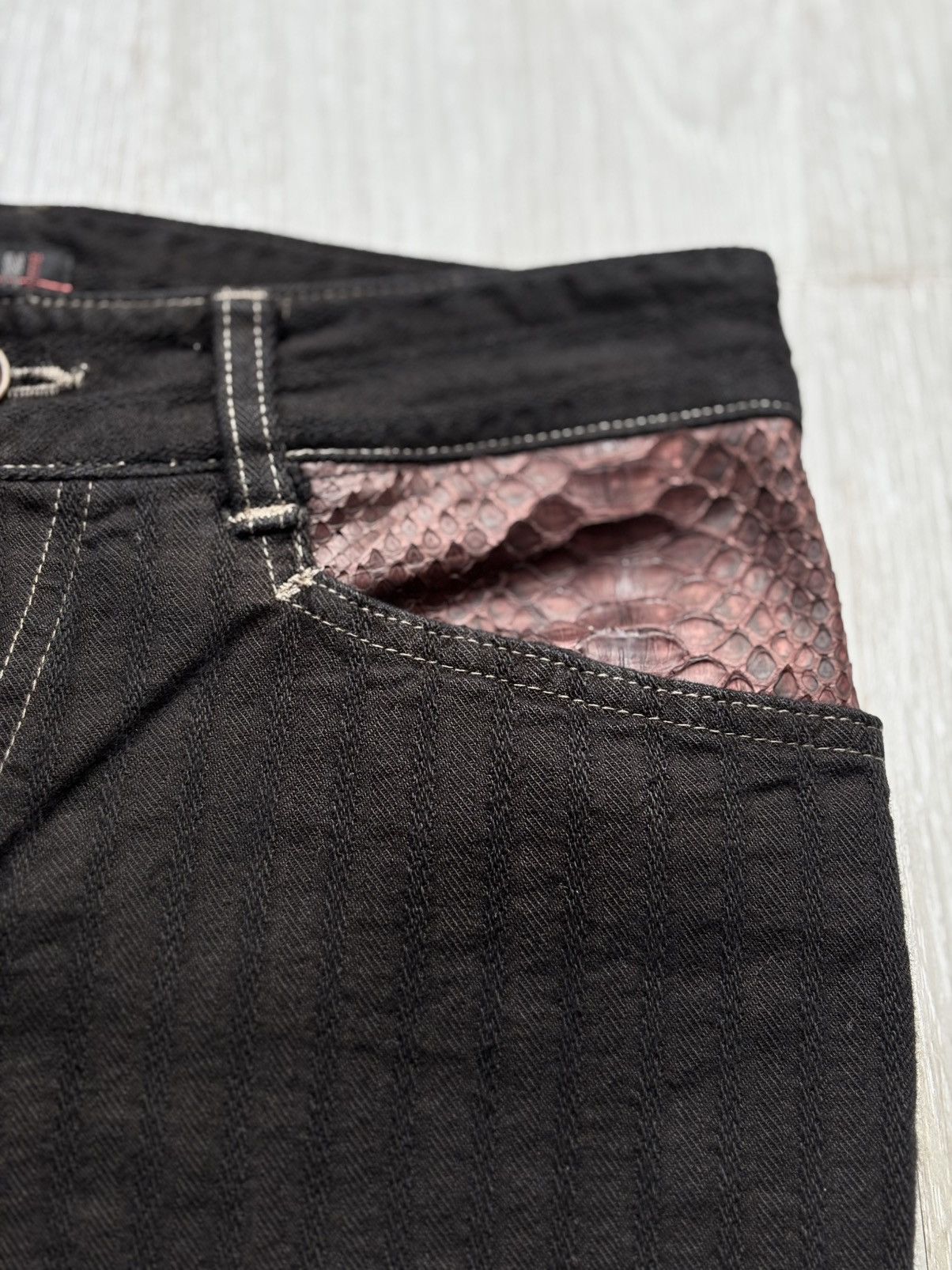 Japanese Brand MORGAN HOMME (real) Phyton lace up flare jeans Size US 26 / EU 42 - 3 Thumbnail