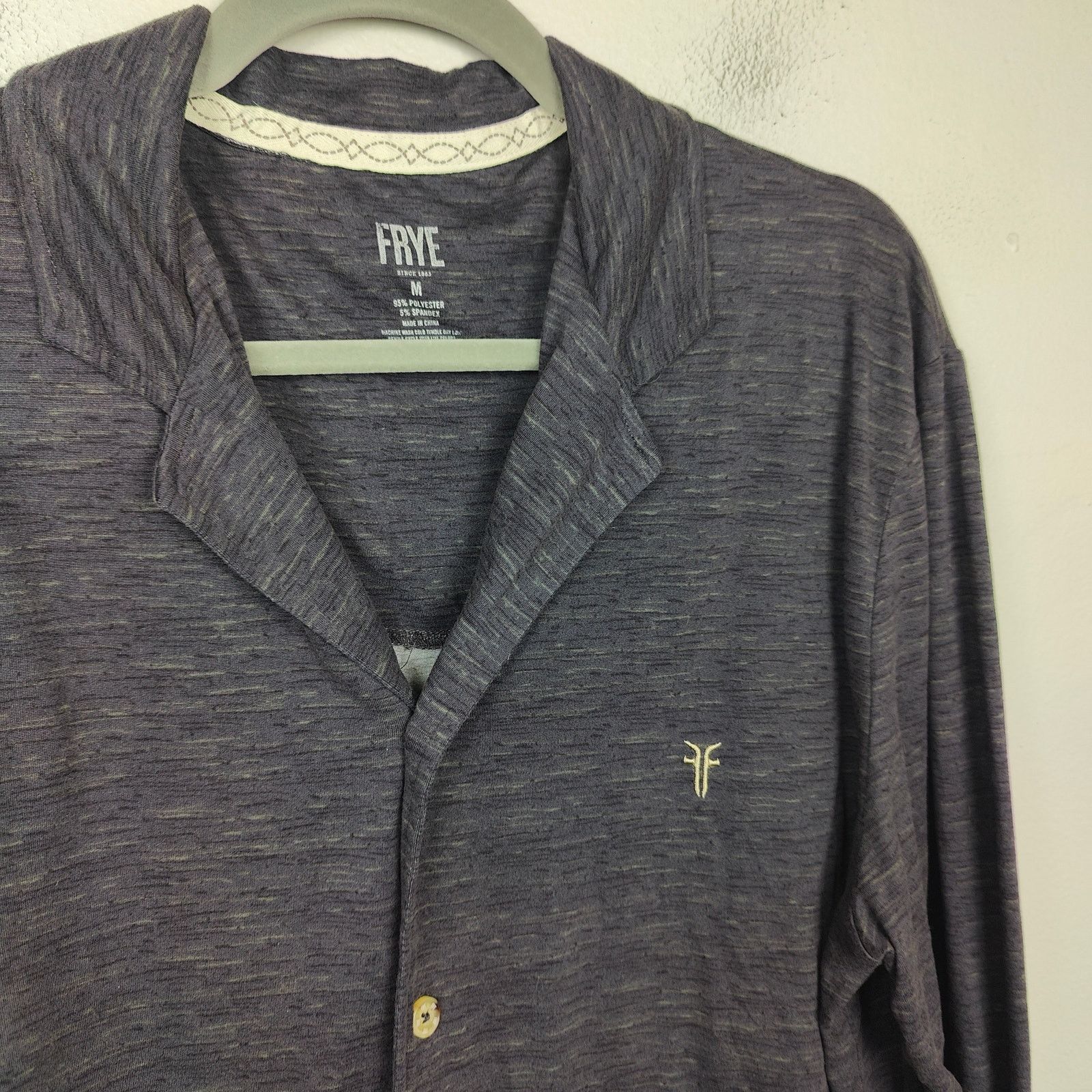 Frye Frye Knit Button Up Shirt Mens Medium Gray Purple Soft Size US M / EU 48-50 / 2 - 2 Thumbnail