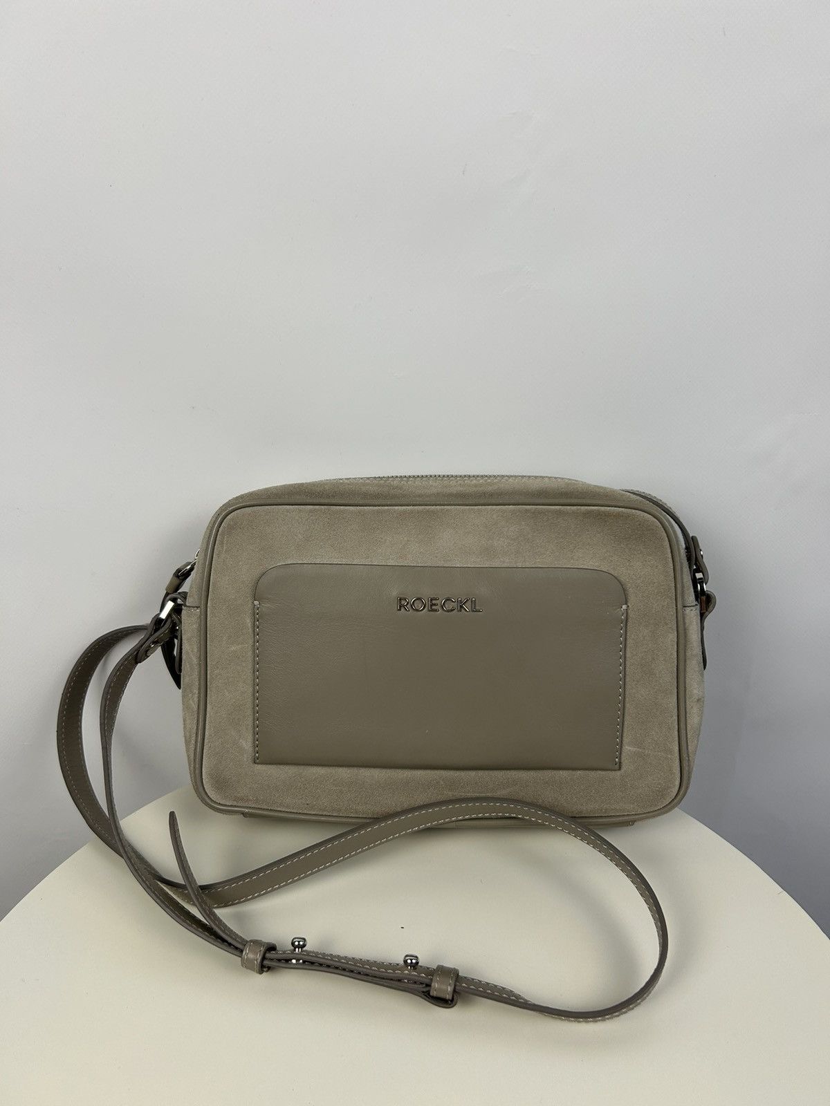 Genuine Leather x Roeckl Leather Grey Crossbody Bag, Women's
