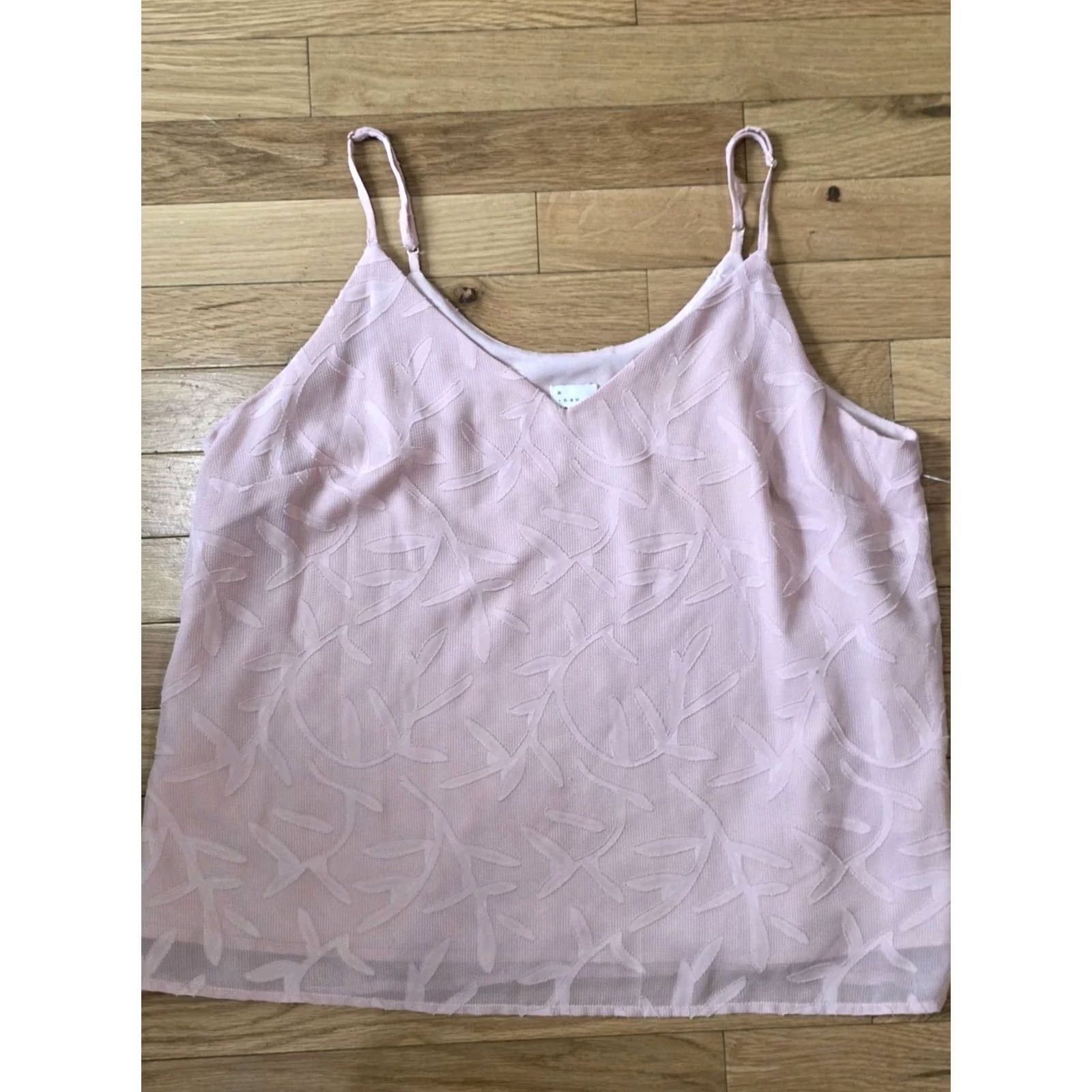 Vintage A New Day Cami Top Tank Light Pink Leaf Print L Womens Size L / US 10 / IT 46 - 5 Thumbnail