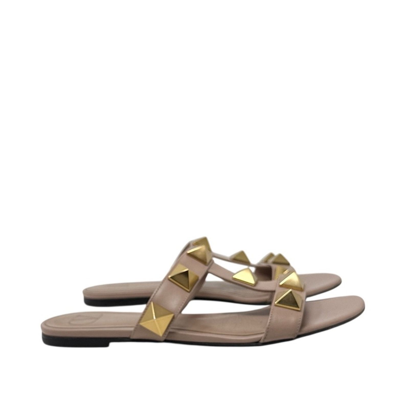 Valentino Valentino Garavani Roman Stud Flat Slide Neutral Sandals Size US 7 / IT 37 - 2 Thumbnail