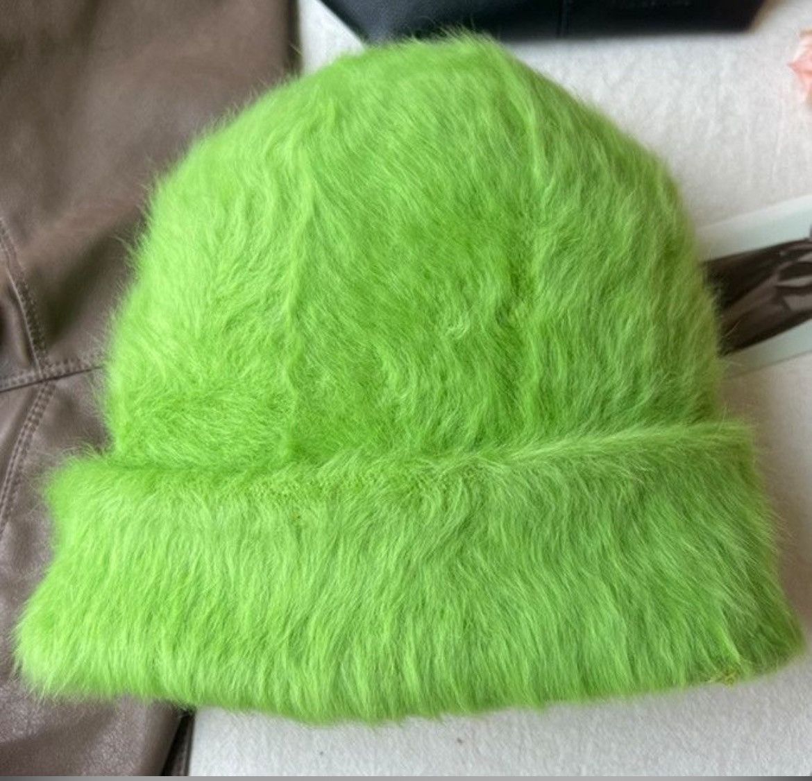 Japanese Brand × Other Rabbit Green Fur Beanie Hat Size ONE SIZE - 1 Thumbnail