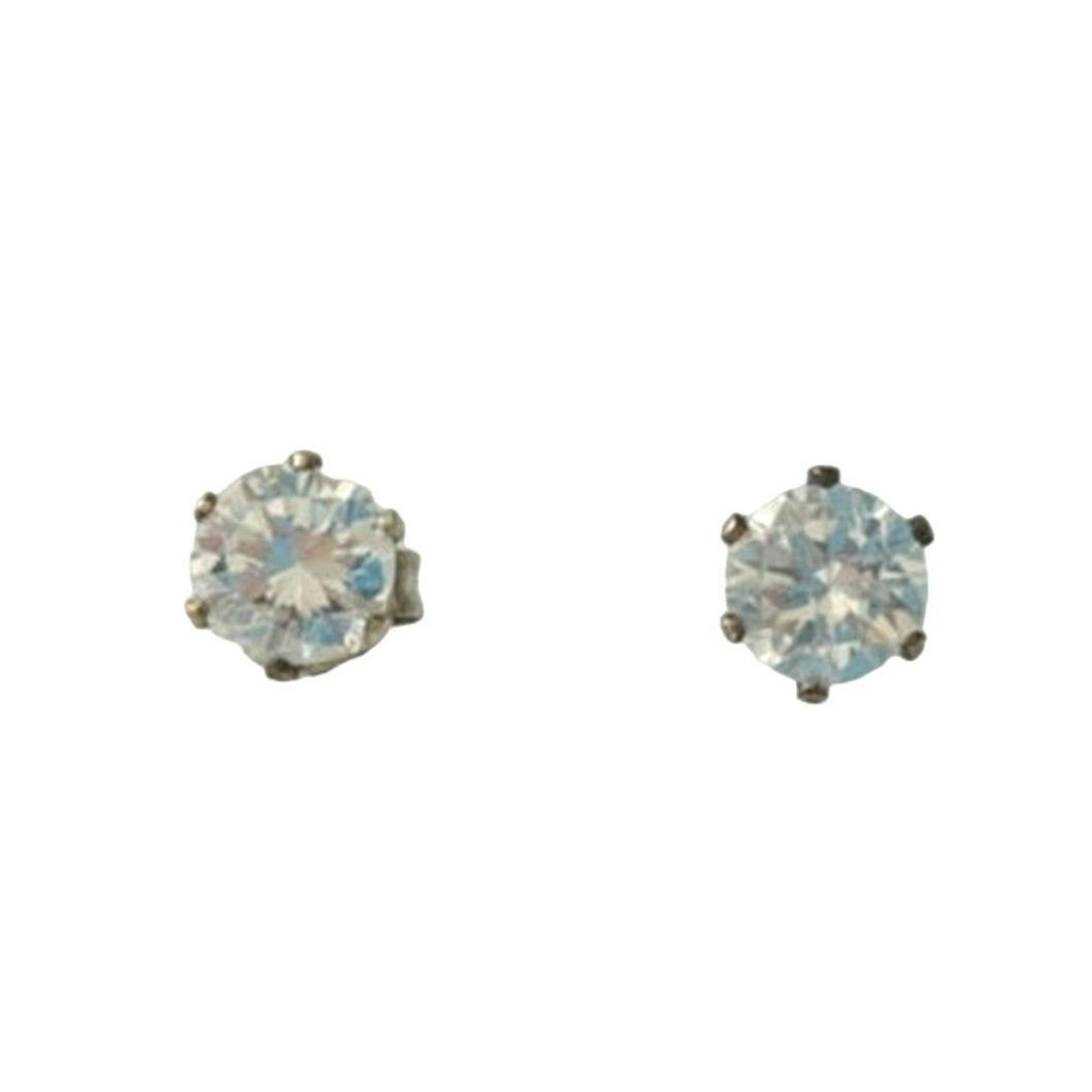 The Unbranded Brand Brilliant Cut Cubic Zirconia Stud Earrings Sterling Silver Size ONE SIZE - 3 Thumbnail