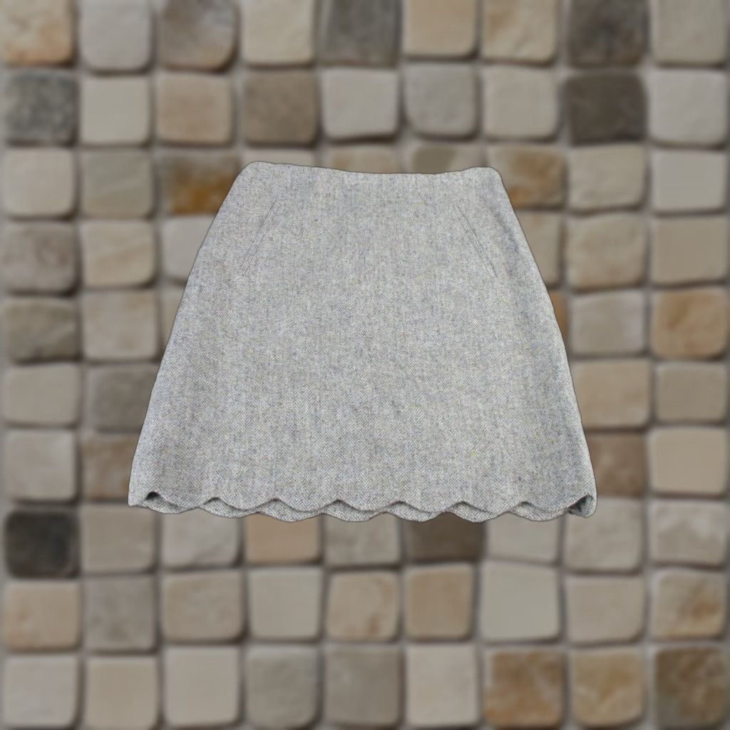 Talbots VINTAGE Talbots Skirt Womens 2 Petite Gray Wool Blend Herringbone Scallop Hem NEW Size 26" / US 2 / IT 38 - 1 Thumbnail
