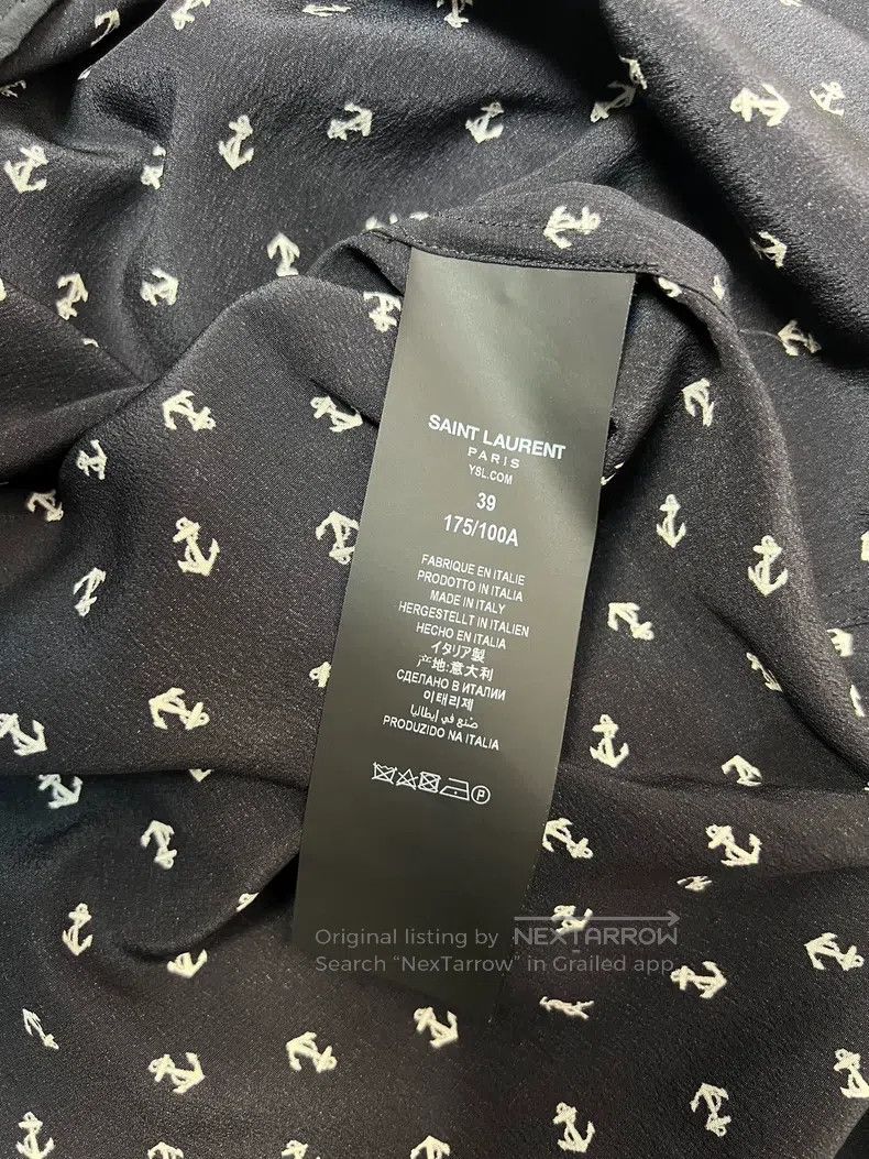 Saint Laurent Paris Saint Laurent Paris size 39 Anchor Print Silk Shirt Size US M / EU 48-50 / 2 - 5 Thumbnail