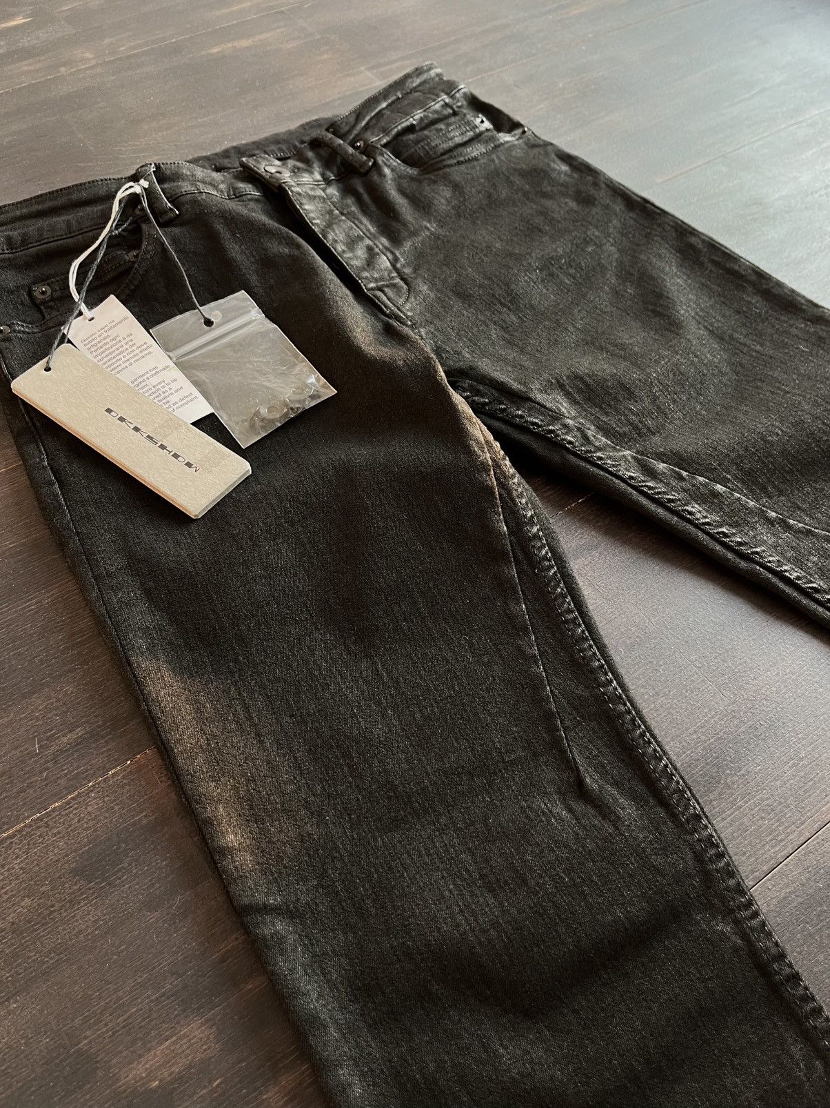 Rick Owens rick owens fw17 “glitter” black waxed detroit cut jeans Size US 28 / EU 44 - 2 Thumbnail