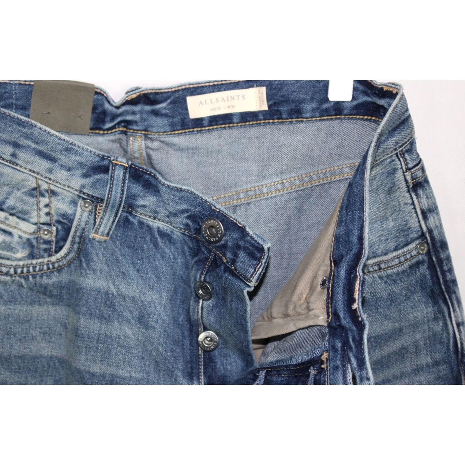 Allsaints AllSaints Men's Jack Damaged Relaxed Taper Jeans 30 x 28 Mid Indigo Size US 30 / EU 46 - 5 Thumbnail