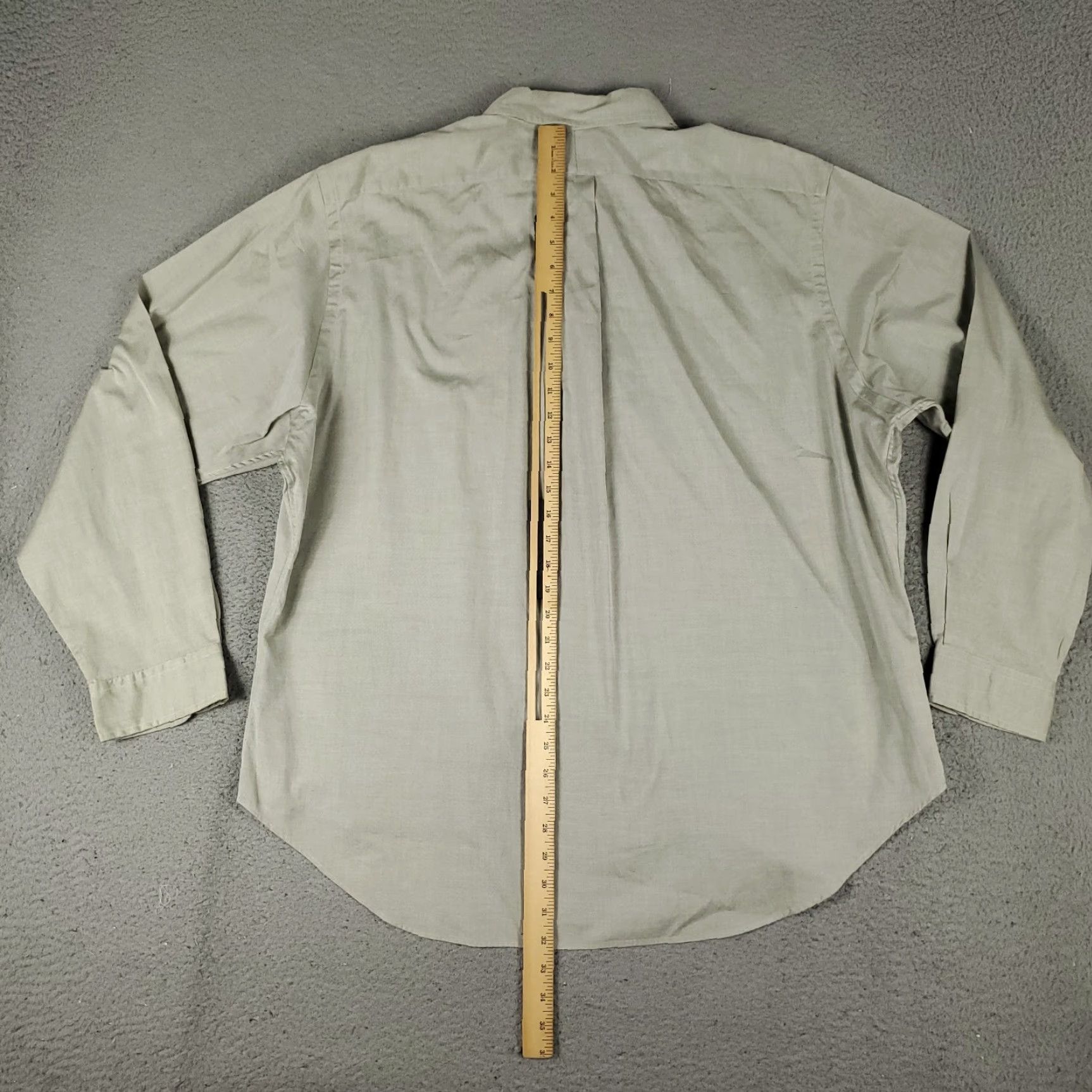Ralph Lauren Ralph Lauren Dress Shirt Mens Size 18 Gray Beige Pony Button-Down Long Sleeve Classic Fit Adult M Size 48R - 4 Thumbnail