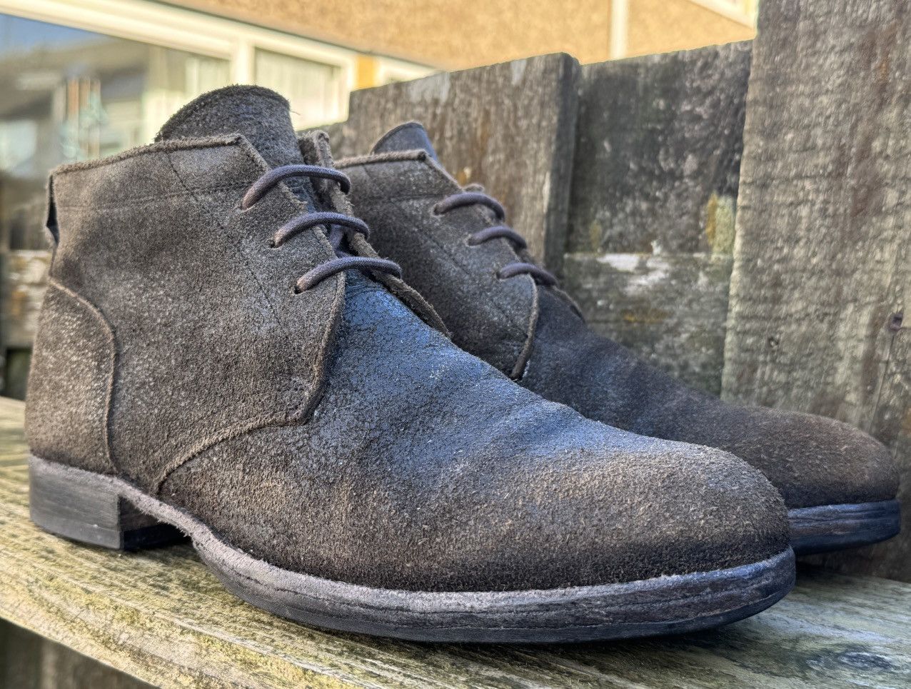 10sei0otto Dieciseizerootto Reversed Leather Ankle Boots