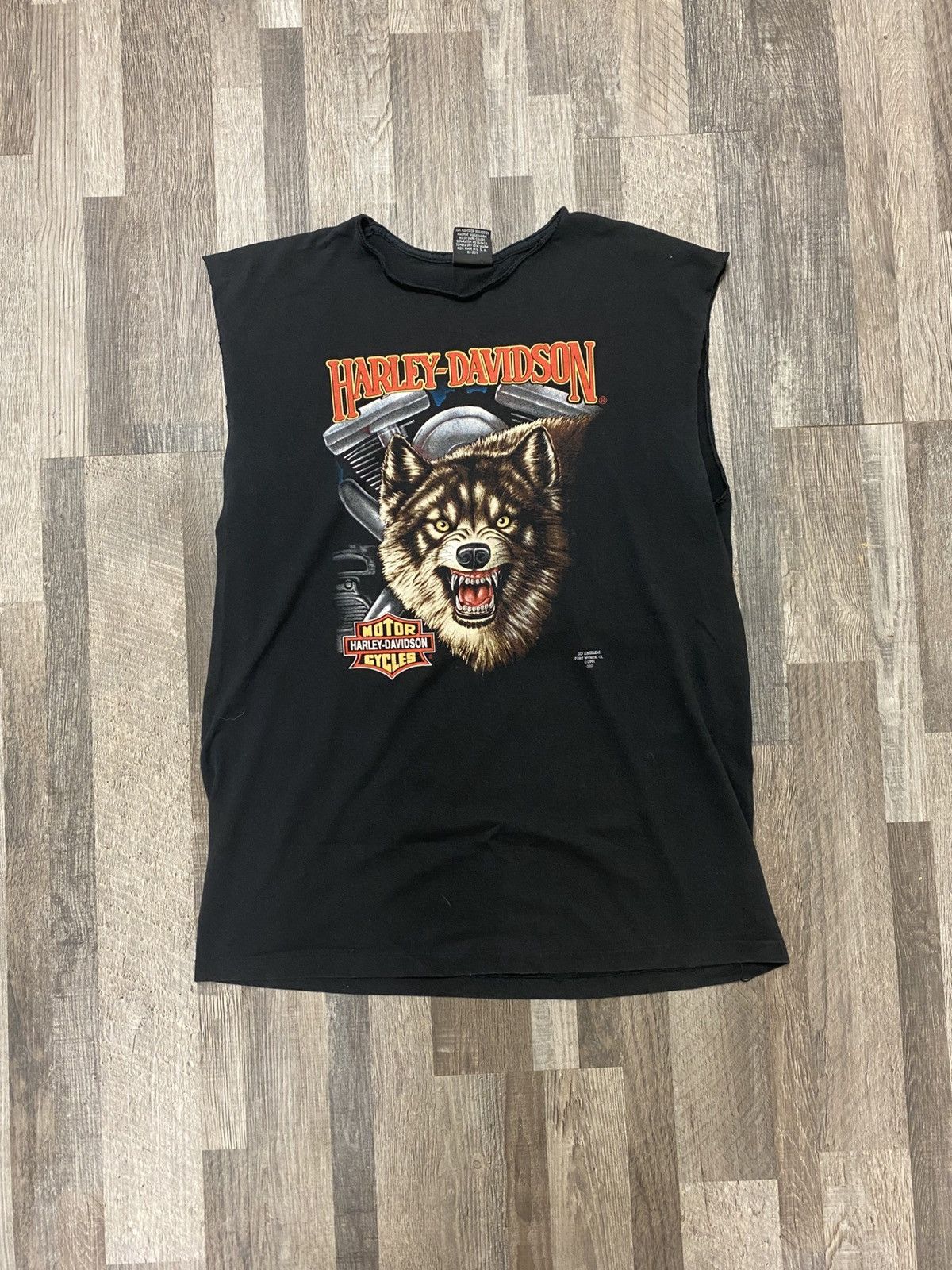 Harley Davidson Vintage 1991 3D Emblem Harley Davidson Wolf Tee Tank 90’s Size US XL / EU 56 / 4 - 1 Thumbnail