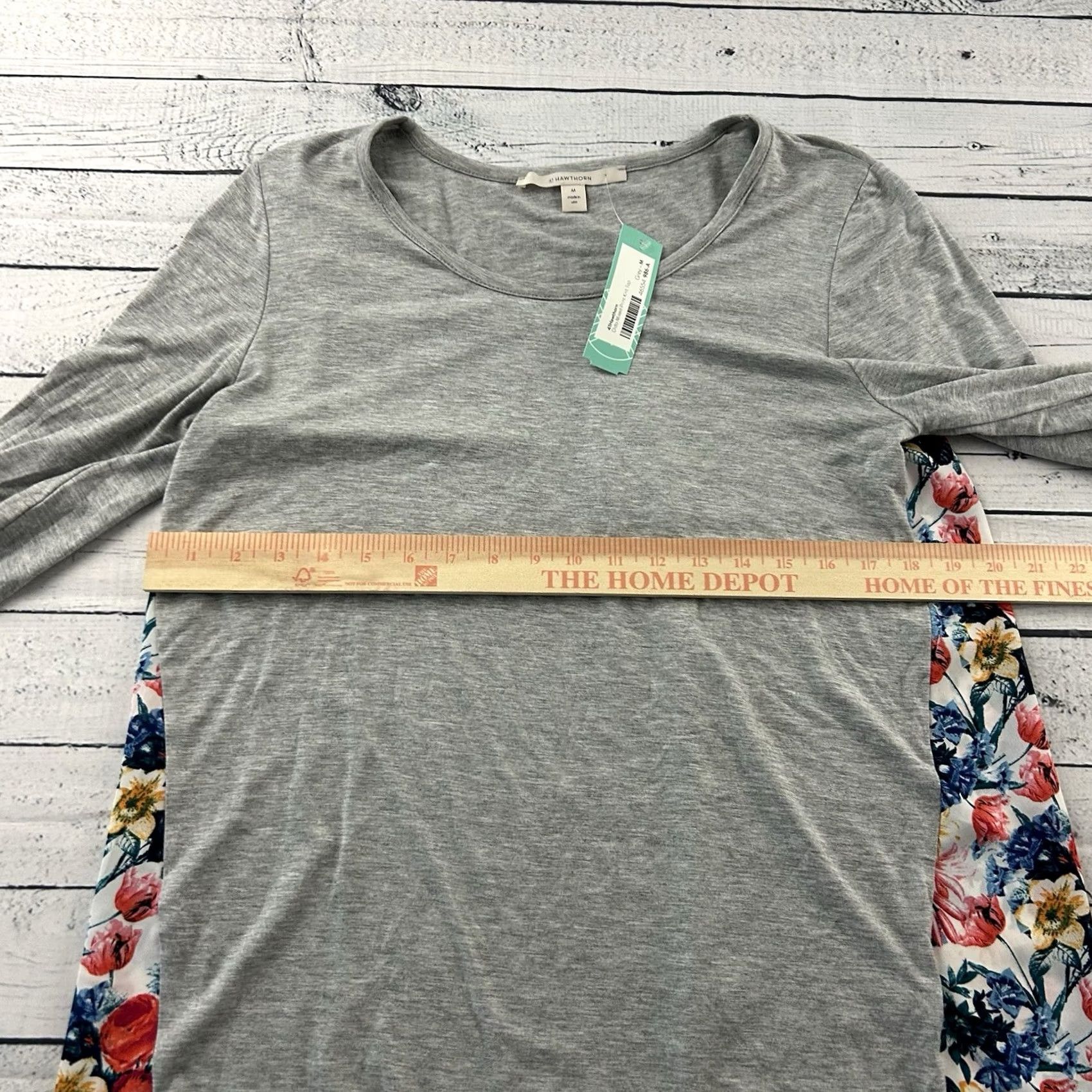 Vintage Stitch Fix Blouse Women's M Gray Knit Top Dido Mixed Print Hawthorne 41 Vintage? Size M / US 6-8 / IT 42-44 - 5 Thumbnail