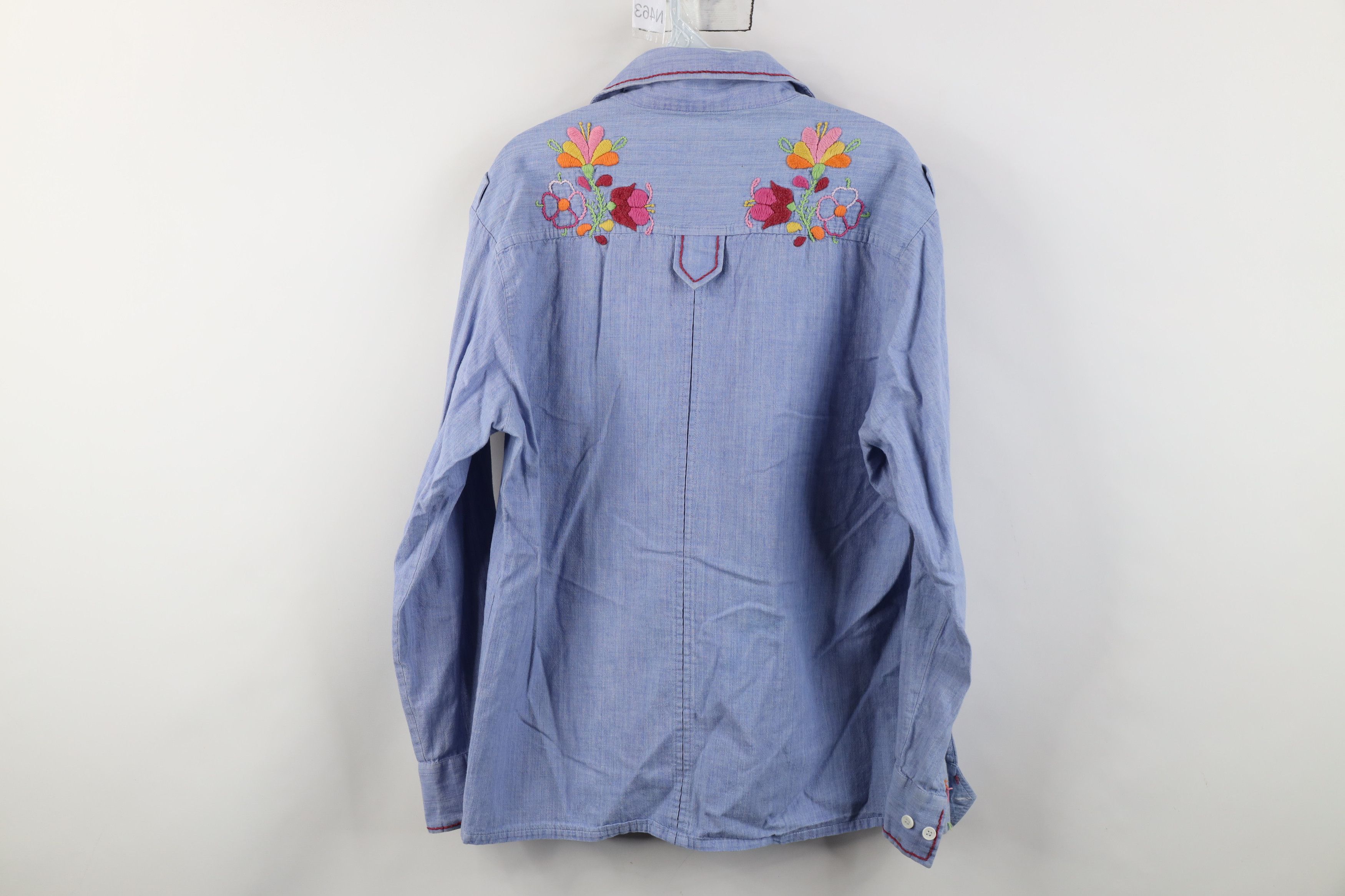 Vintage Vintage 70s Streetwear Embroidered Flower Button Shirt Size L / US 10 / IT 46 - 14 Thumbnail