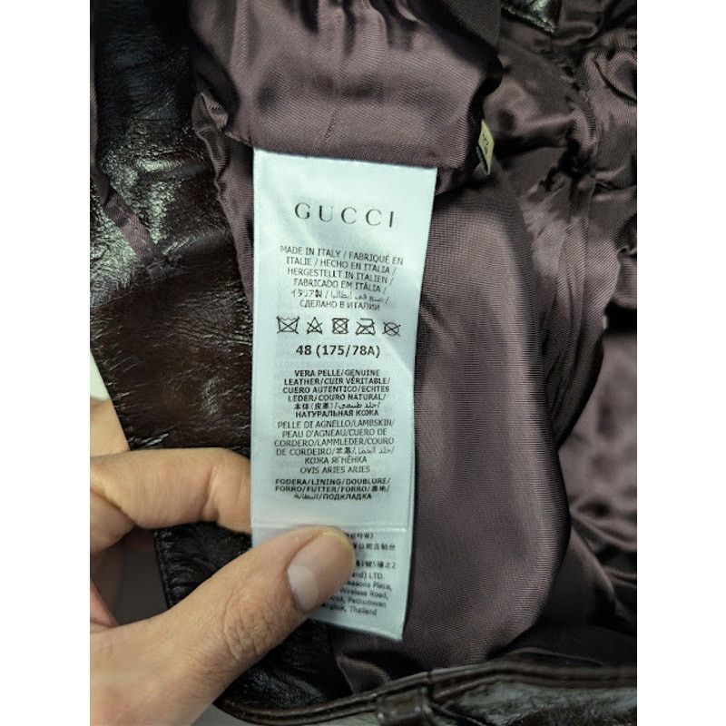 Gucci o1rshd1 Shiny Soft Leather Pant in Shiny Bordeaux Size US 32 / EU 48 - 17 Thumbnail
