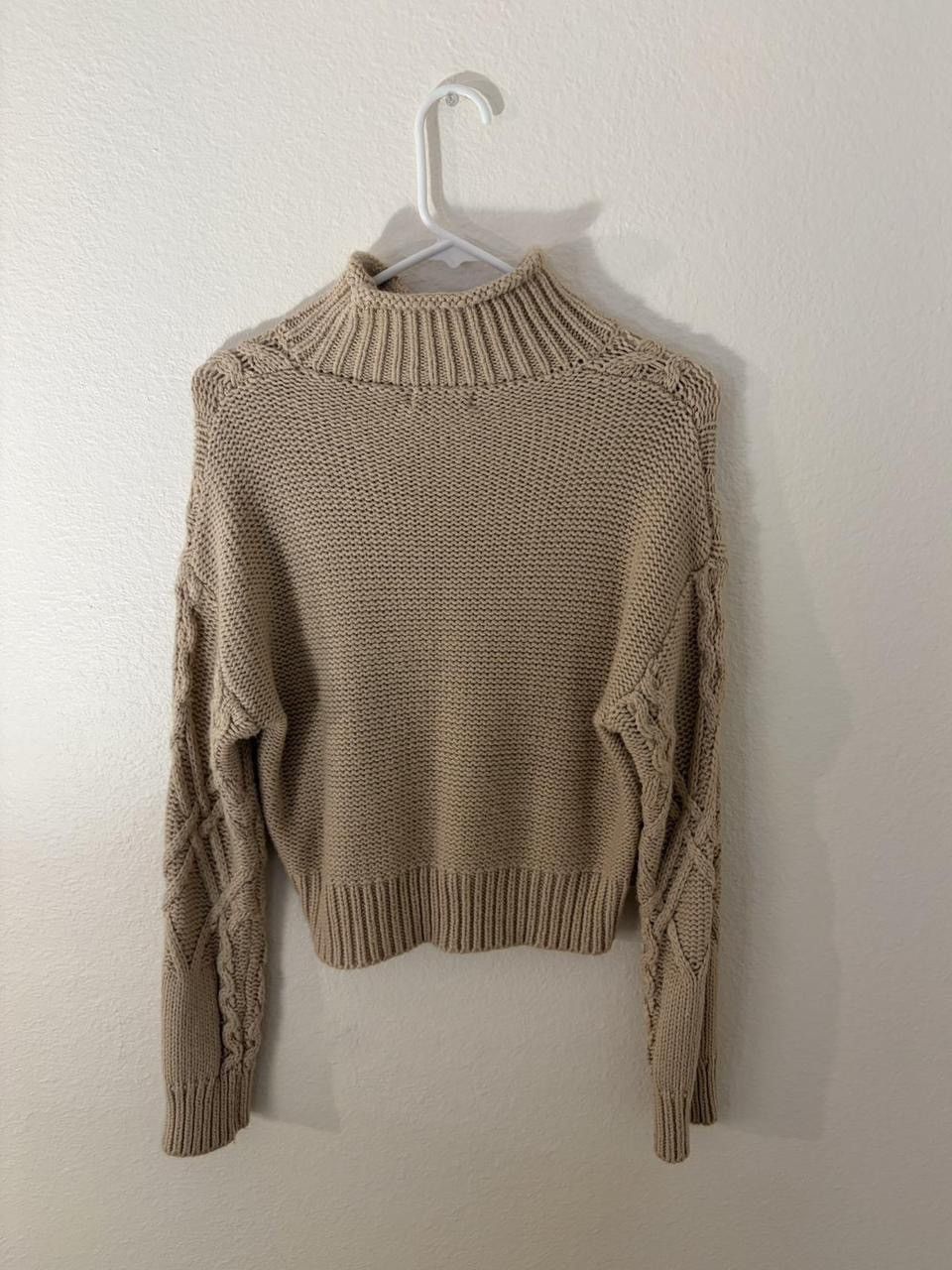 Vintage vintage beige turtle neck sweater Size L / US 10 / IT 46 - 2 Thumbnail